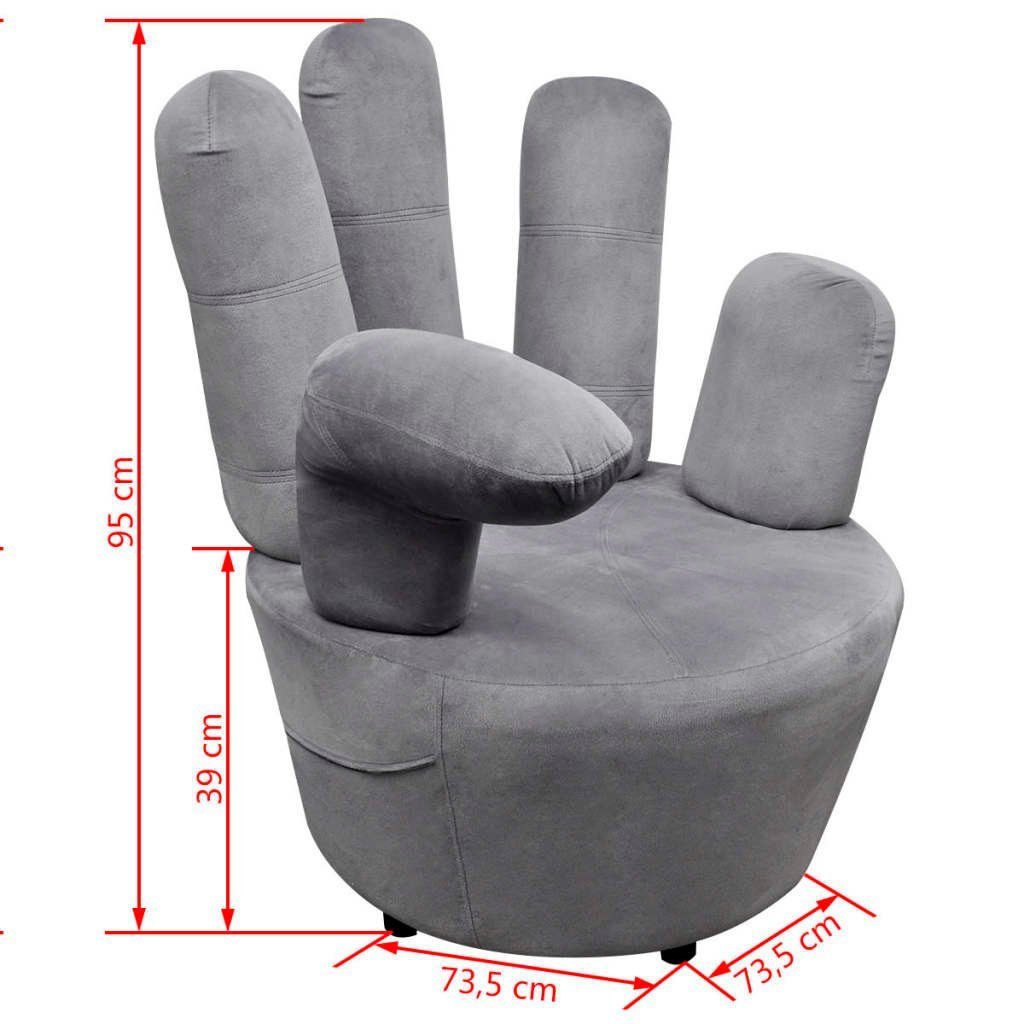 vidaXL Sessel Stuhl Handform (1-St) Grau in Samt