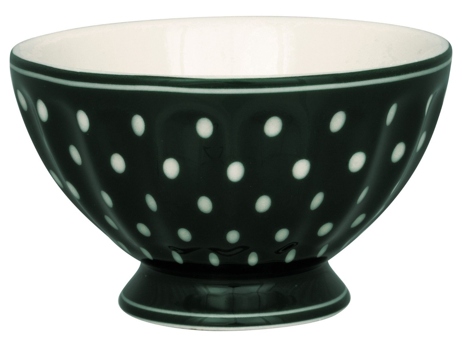 Greengate Dessertschale Dotty French Bowl medium dark green 10cm, Steingut, (Dessertschalen)
