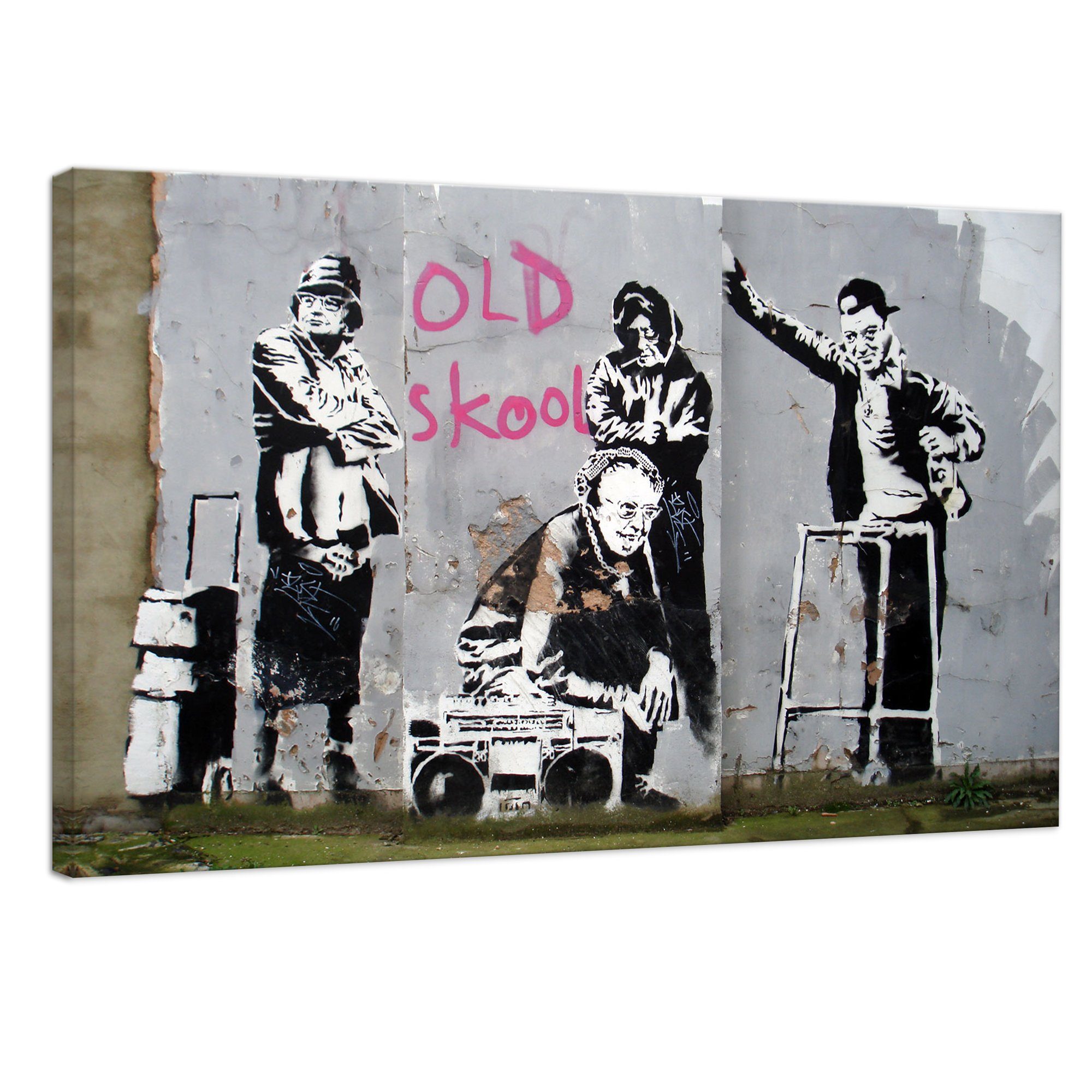 Leinwando Ölgemälde Banksy Pop Art Bilder Old Skool Streetart Graffiti Bild zum aufhängen
