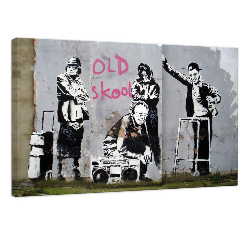 Leinwando Ölgemälde Banksy Pop Art Bilder / Leinwandbild Old Skool / Street Art Graffiti fertig zum aufhängen
