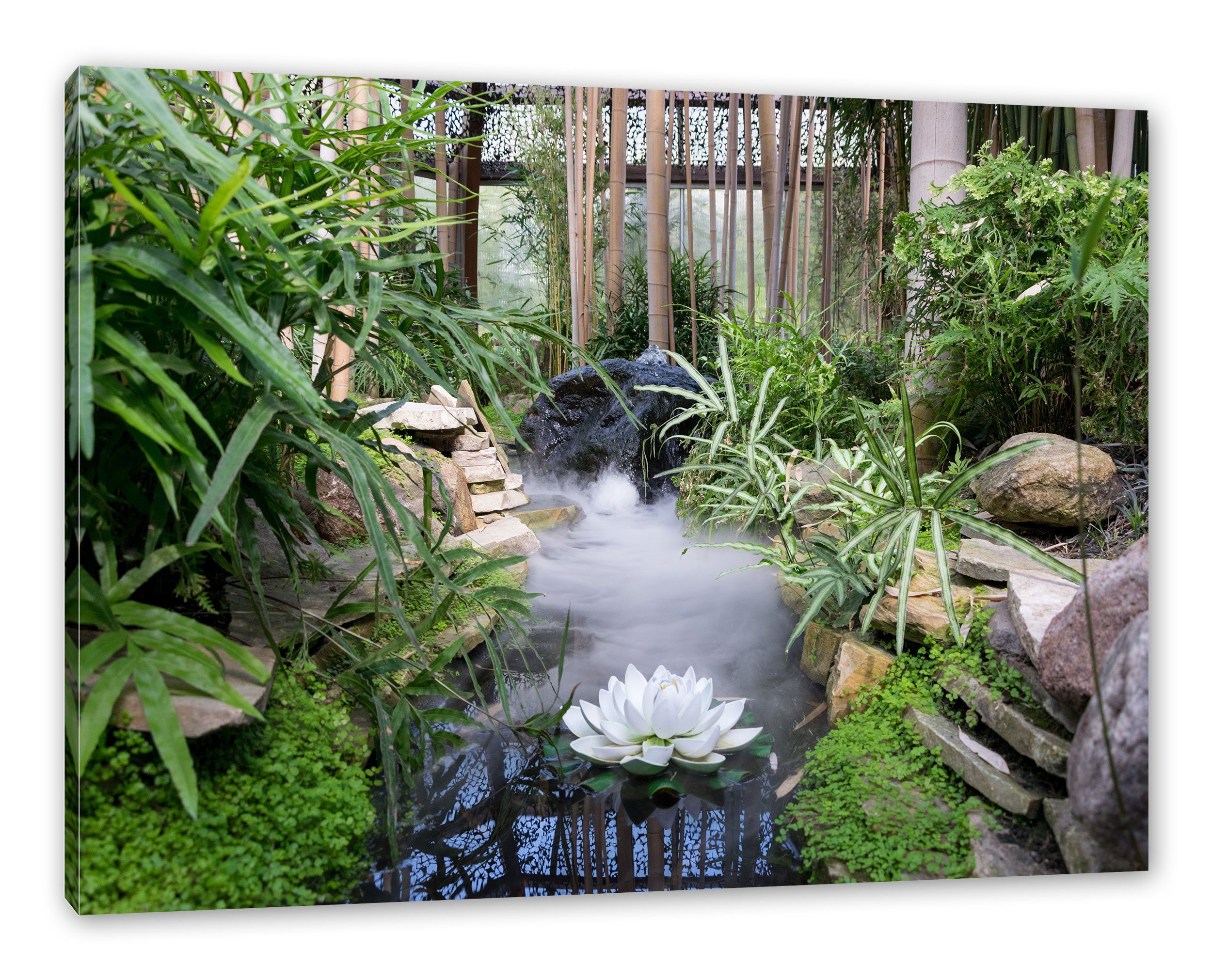 Pixxprint Leinwandbild Zen Garten Japan, Zen Garten Japan (1 St), Leinwandbild fertig bespannt, inkl. Zackenaufhänger