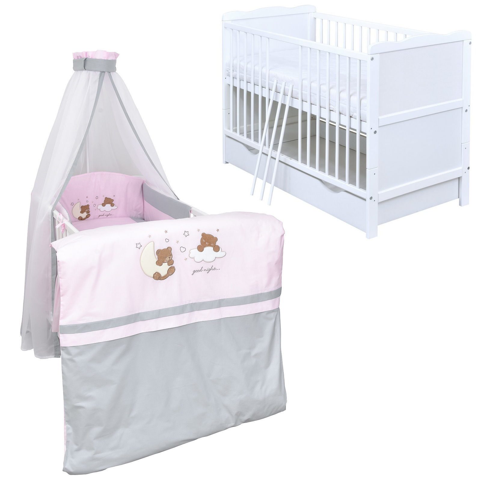Komplettbett Babybett Jack Schublade Komplettset