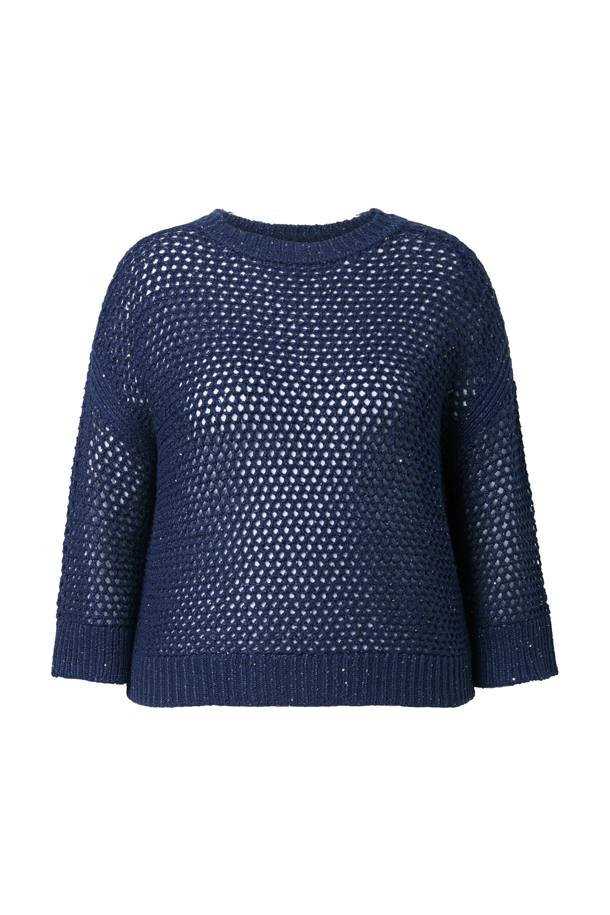 Ulla Popken Strickpullover Pullover Pailletten Oversized Rundhals 3/4-Arm günstig online kaufen