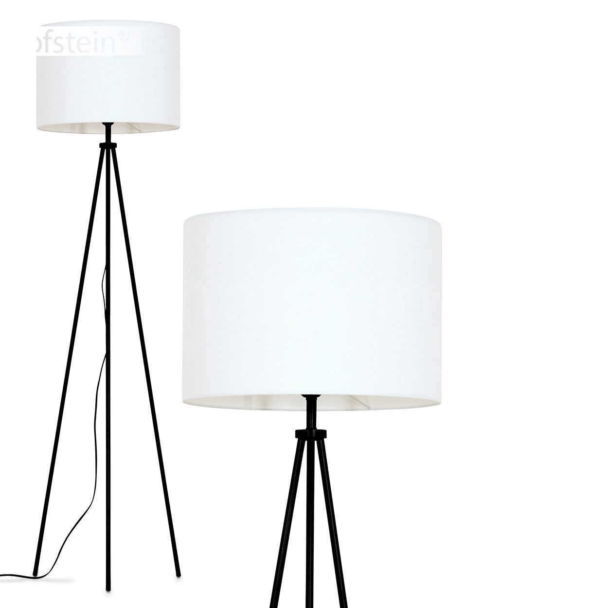 Stehlampe Stehlampe aus Metall/Stoff in Schwarz/Weiß