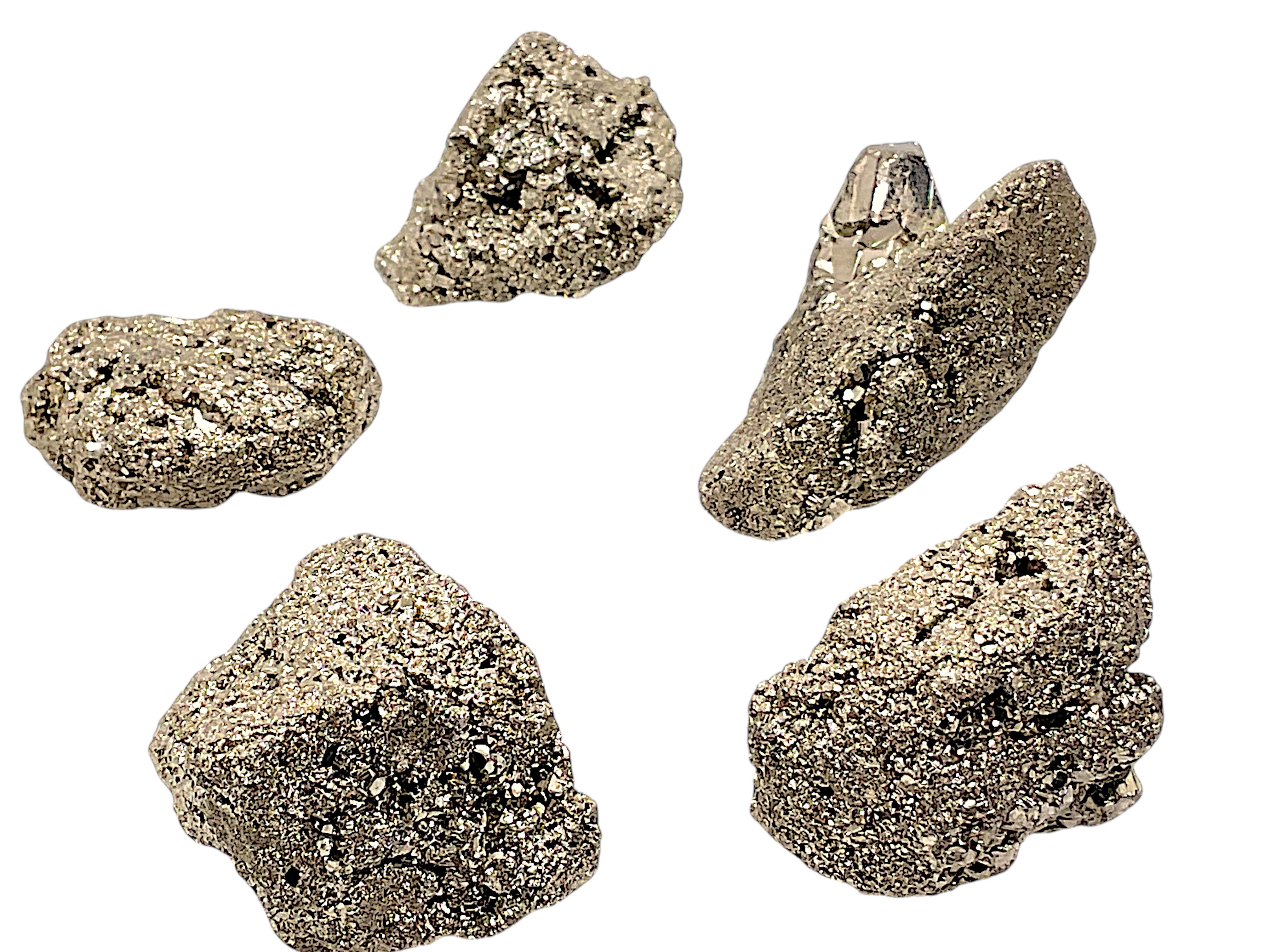 Steinfixx® Mineralstein Pyrit Kristalle I 5 Stück I 100 gr. I je 20-30mm, (Ideal zur Schatzsuche, 1-St., besonderes Geschenk), AAA-Qualität aus Peru – Bild 3 von 5