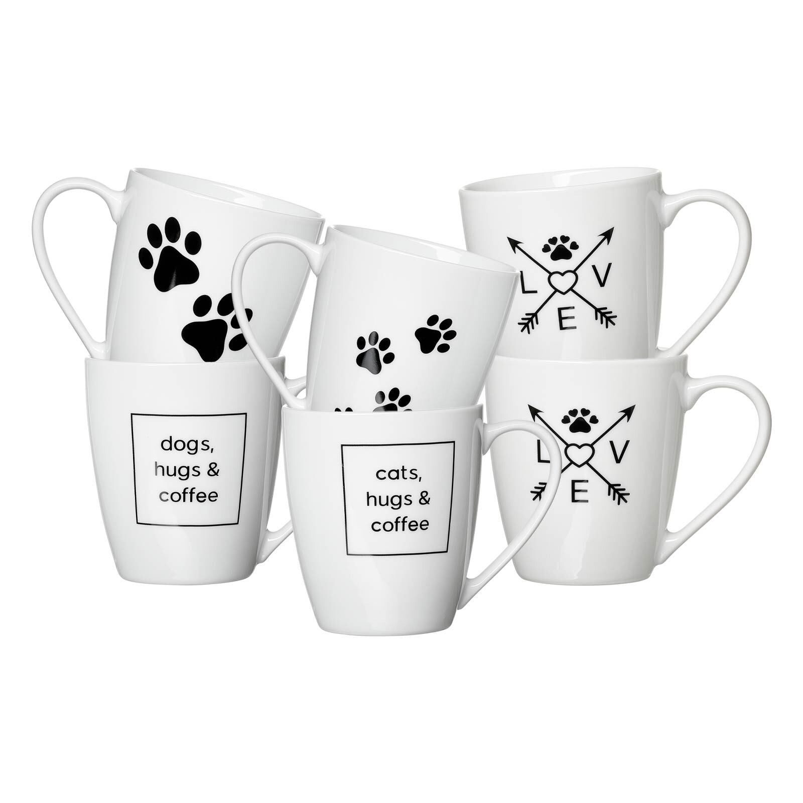 Ritzenhoff & Breker Becher Mika Mix Kaffeebecher 360 ml 6er Set, 6-tlg., Porzellan