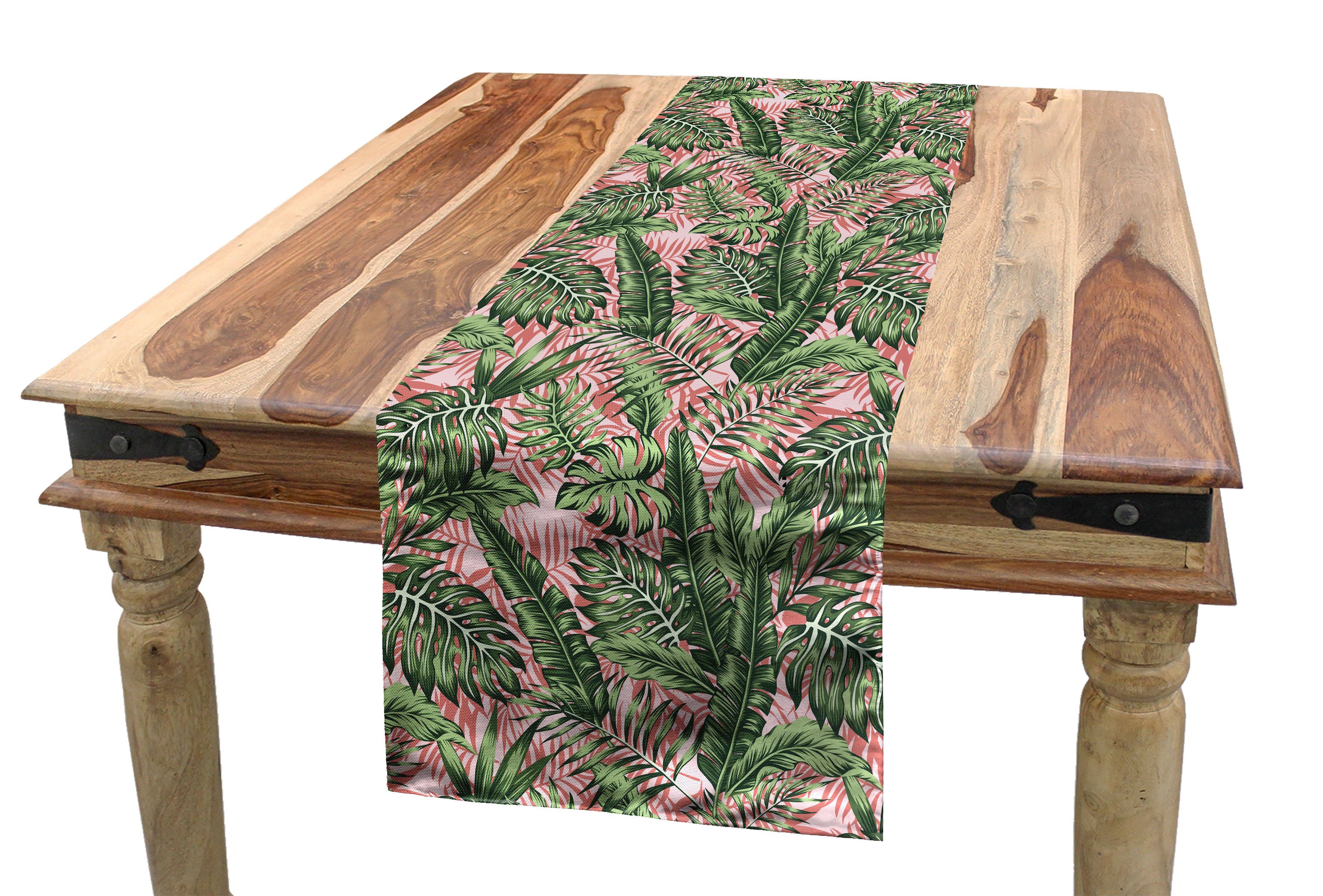 Abakuhaus Tischläufer Esszimmer Küche Rechteckiger Dekorativer Tischläufer, Tropisch Exotische Palm Blätter Konzept