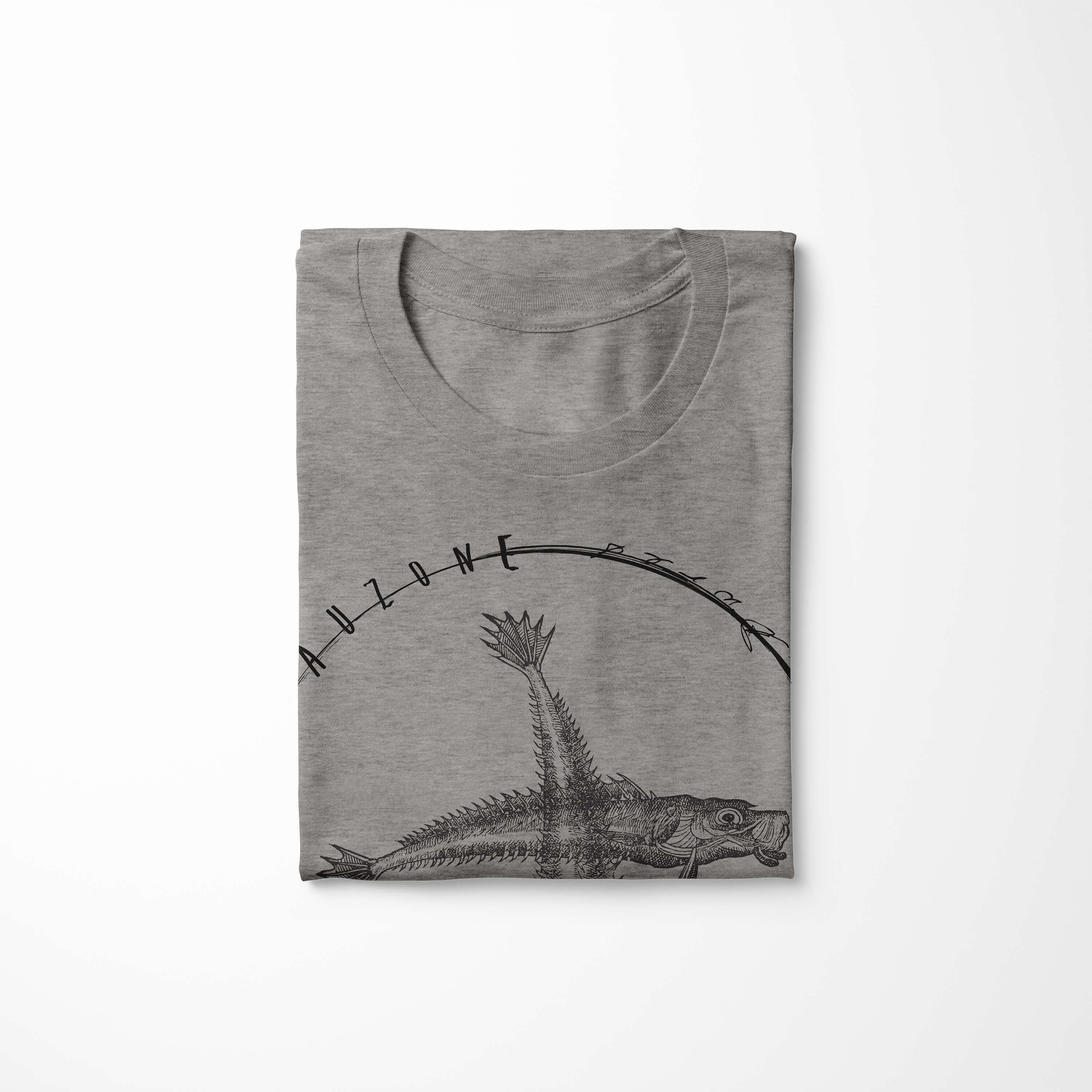 Creatures, T-Shirt Serie: Schnitt Sea Fische - sportlicher Sea und Ash feine T-Shirt / Tiefsee Art Sinus 074 Struktur