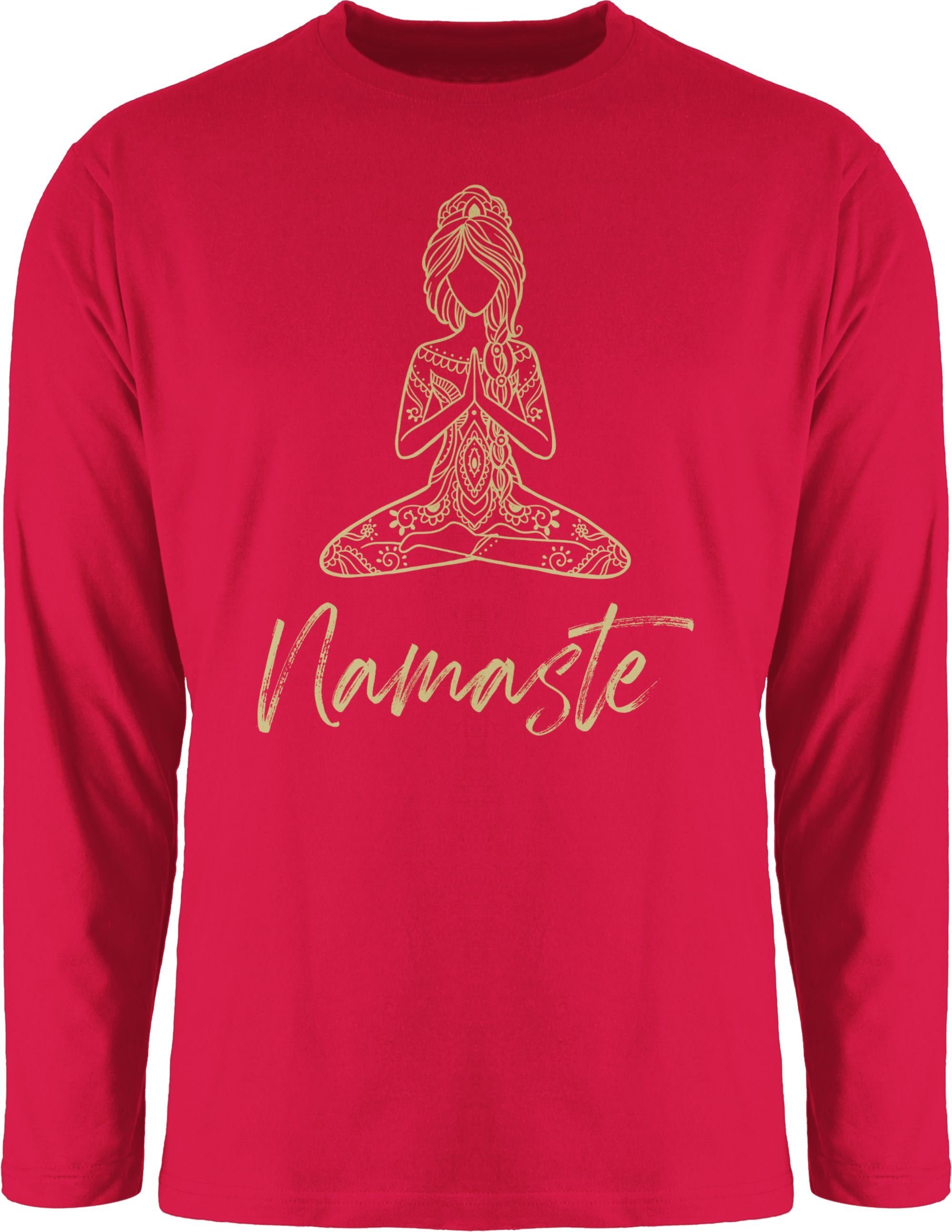 Shirtracer Rundhalsshirt Namaste Yoga Meditation Mandala Yoga 2 Rot