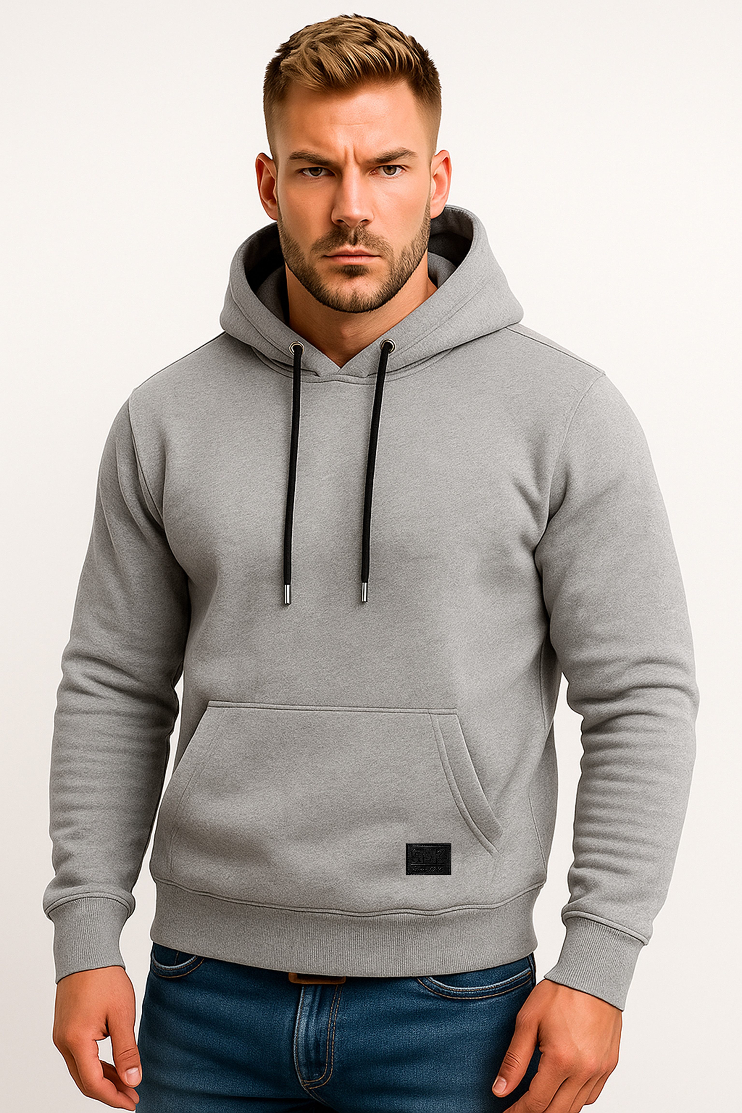 RMK Kapuzenpullover Herren Basic Pullover Invernizo Winter Einfarbig Sweatjacke Uni Hoodie