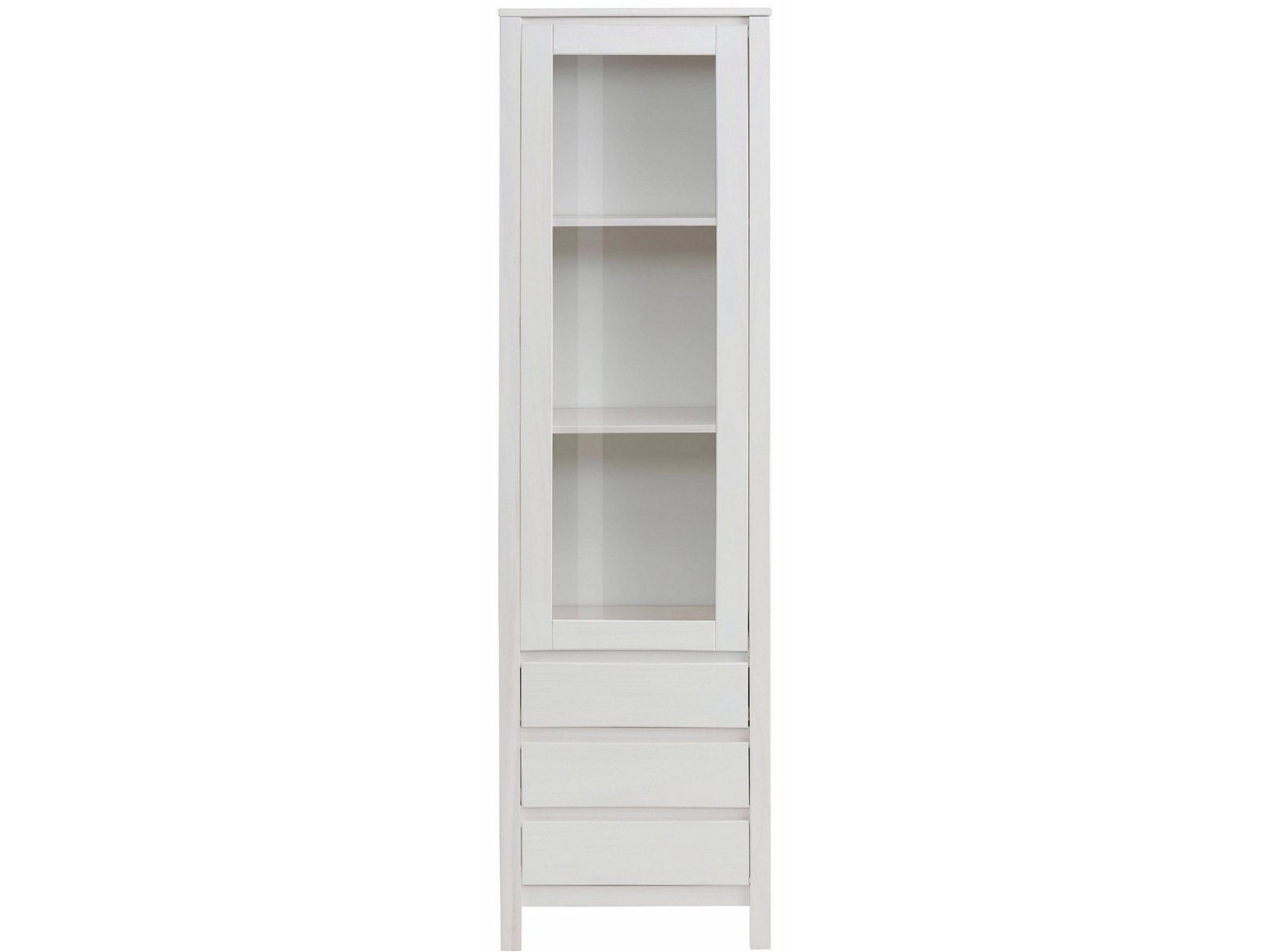 loft24 Standvitrine Salento Höhe 180 weiß Massivholz cm, Vitrinenschrank, Vitrine