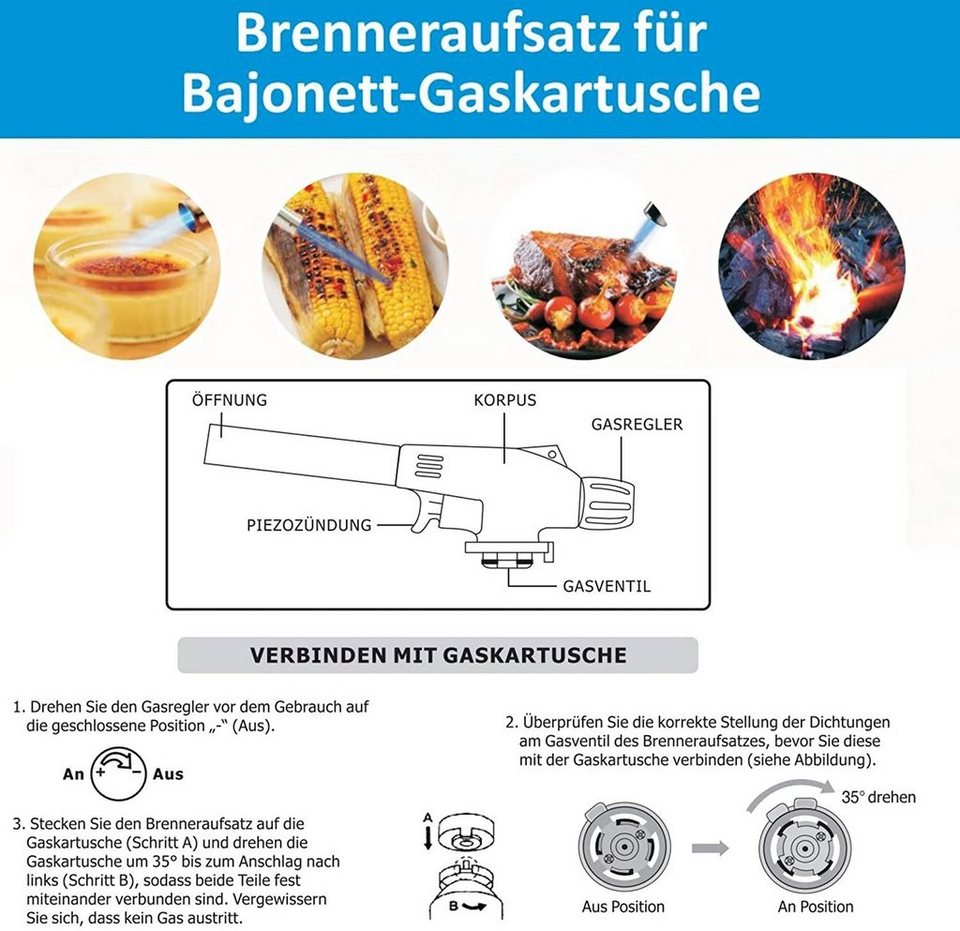 TronicXL Lötkolben Aufsatz Brenner Gasbrenner Bunsenbrenner für Kartuschen  Lötbrenner