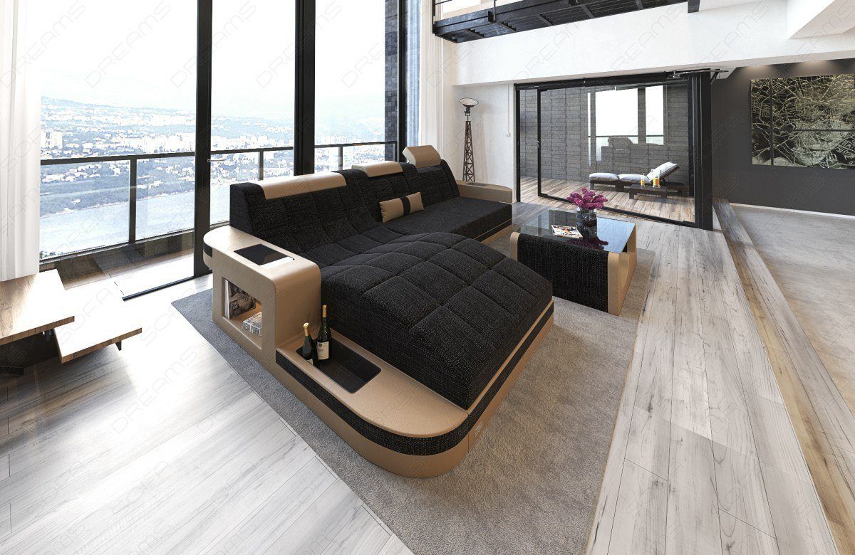 Sofa Dreams Ecksofa Polster Stoffsofa Couch Wave L Form H Strukturstoff Stoff Sofa