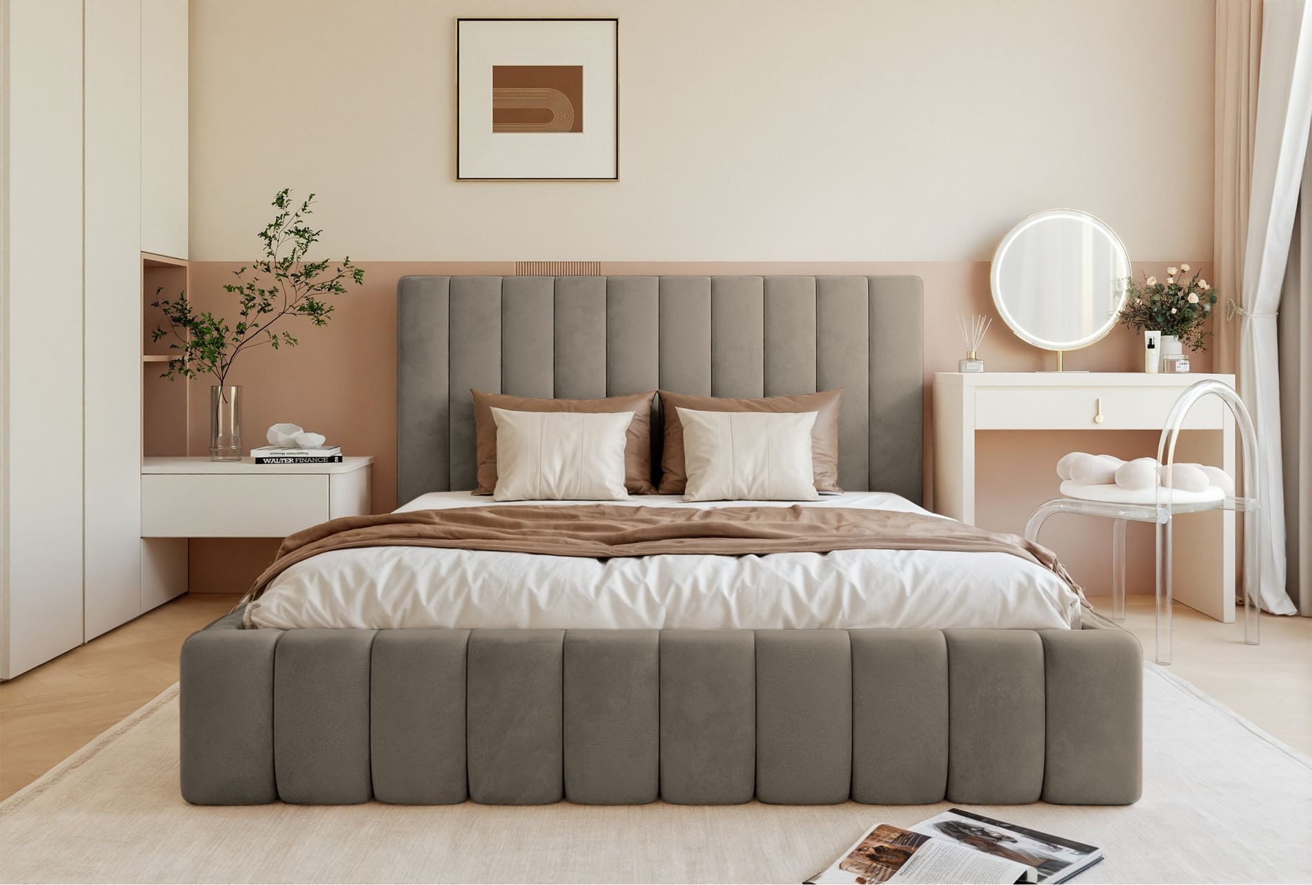 Selsey Polsterbett FIARRO, Bett mit Polsterrahmen, Kopfteil, Bettkasten 140/160/180x200 cm