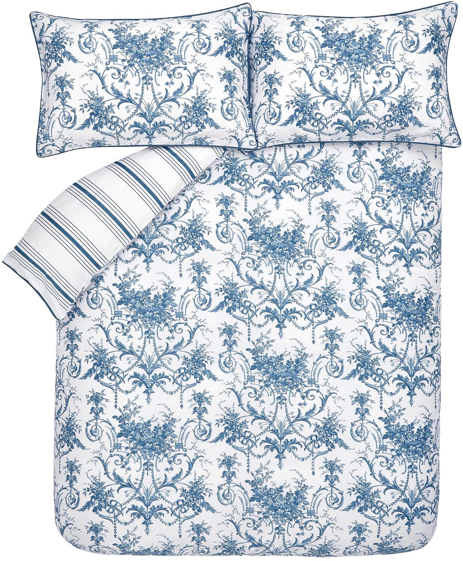 LAURA ASHLEY Wendebettwäsche Tuileries Midnight, Satin, 3 teilig, Baumwoll-Satin, mit floralem Muster, inkl 2 Kissenbezüge