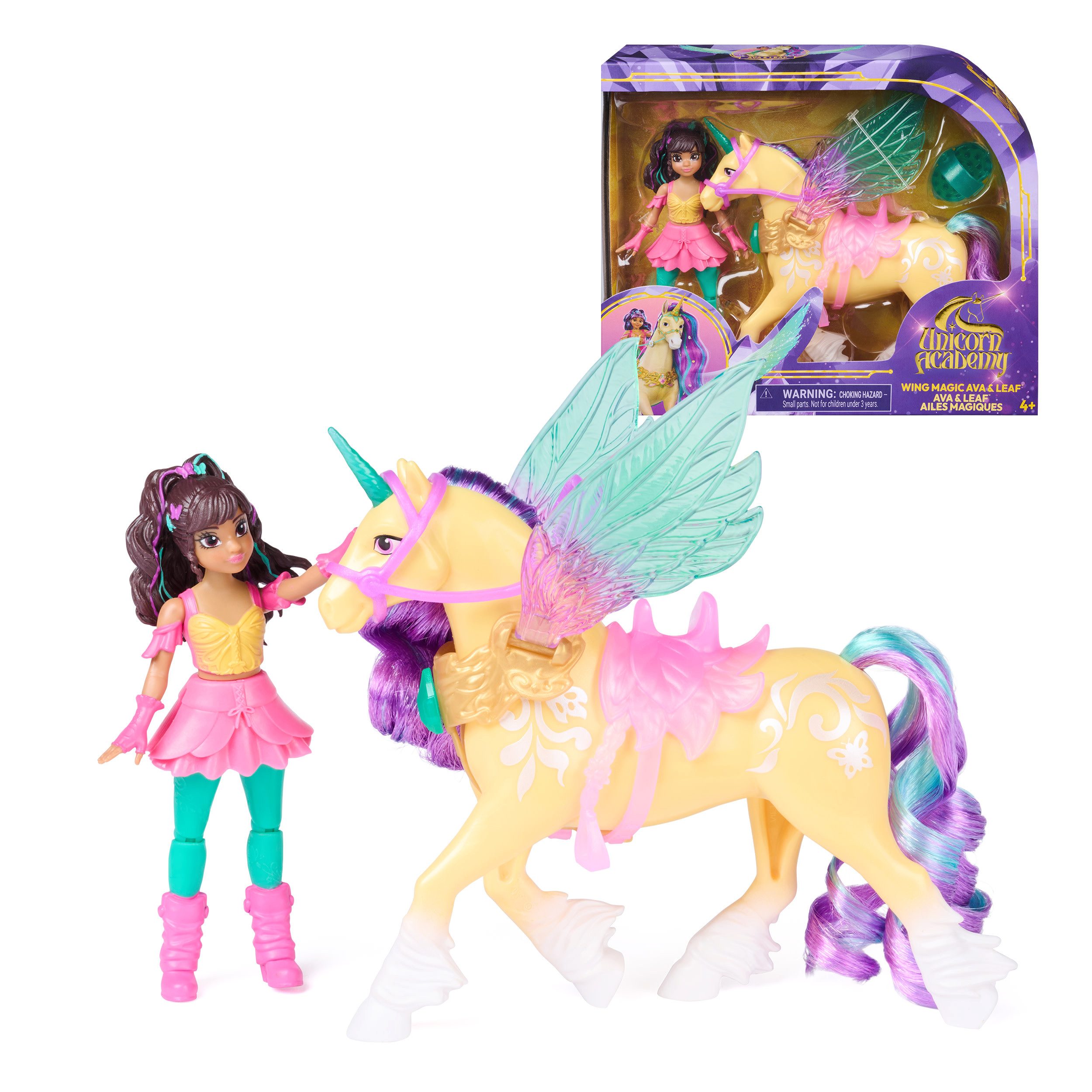 Spin Master Anziehpuppe Unicorn Academy - Wing Magic Ava und Leaf Spielset