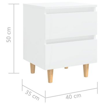 vidaXL Nachttisch Nachttisch mit Kiefernholz-Beinen Hochglanz-Weiß 40x35x50 cm