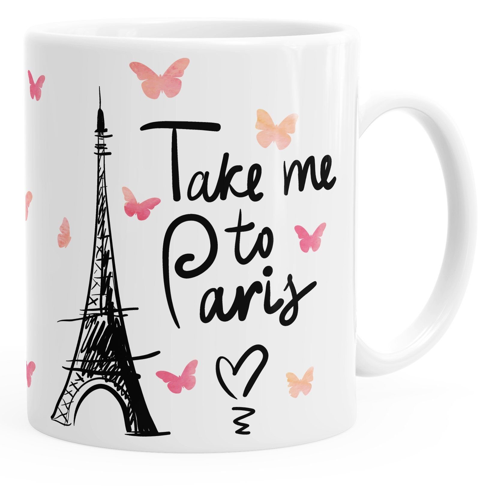 MoonWorks Tasse Kaffee-Tasse Take me to Paris Geschenk-Tasse für Frau Freundin Tasse, Keramik
