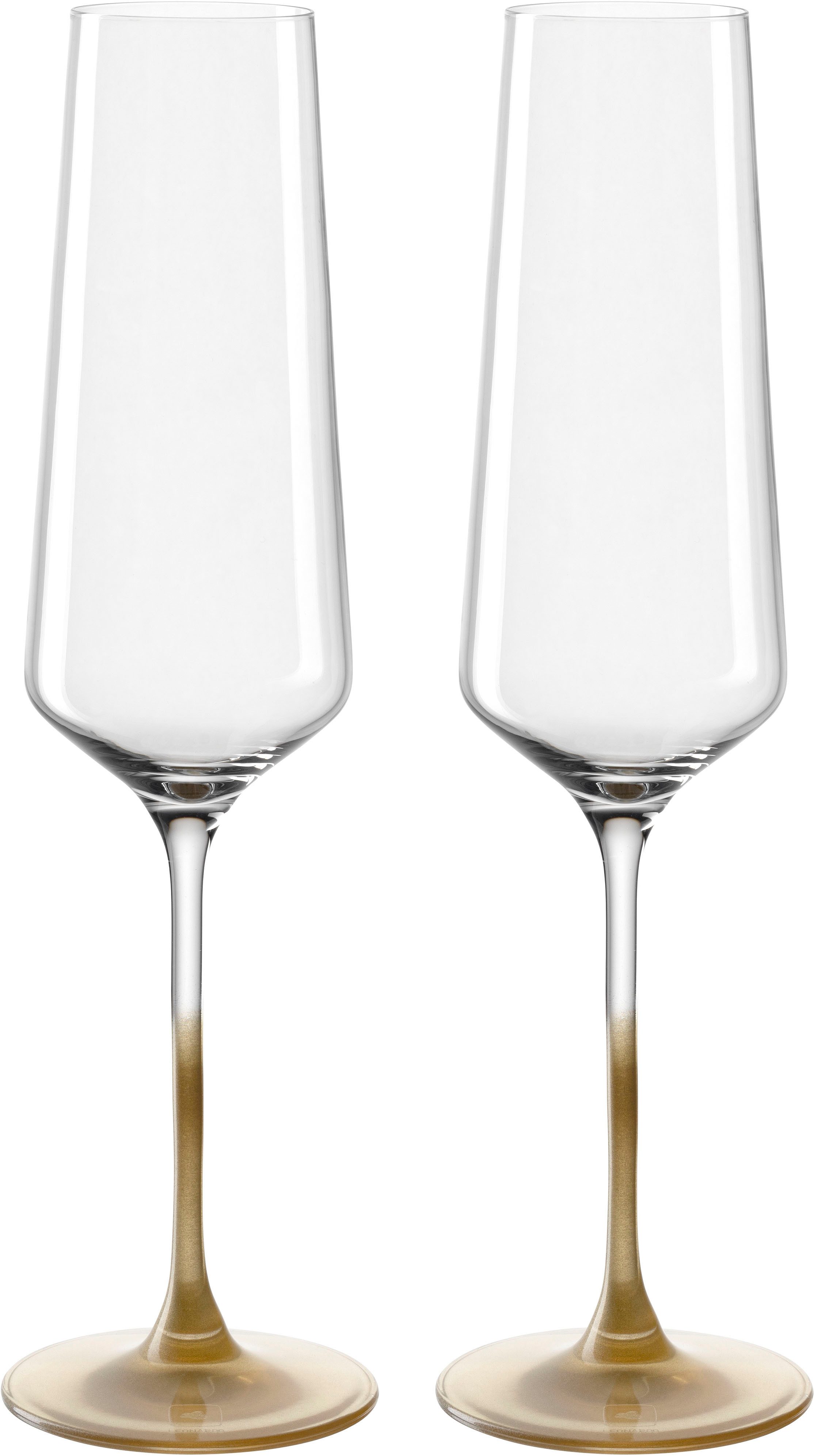 LEONARDO Sektglas PUCCINI, goldfarben, Kristallglas, 2er Set, 280ml