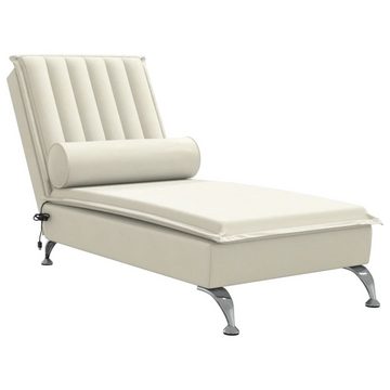 vidaXL Chaiselongue Massage-Chaiselongue mit Nackenrolle Creme Samt, 1 Teile