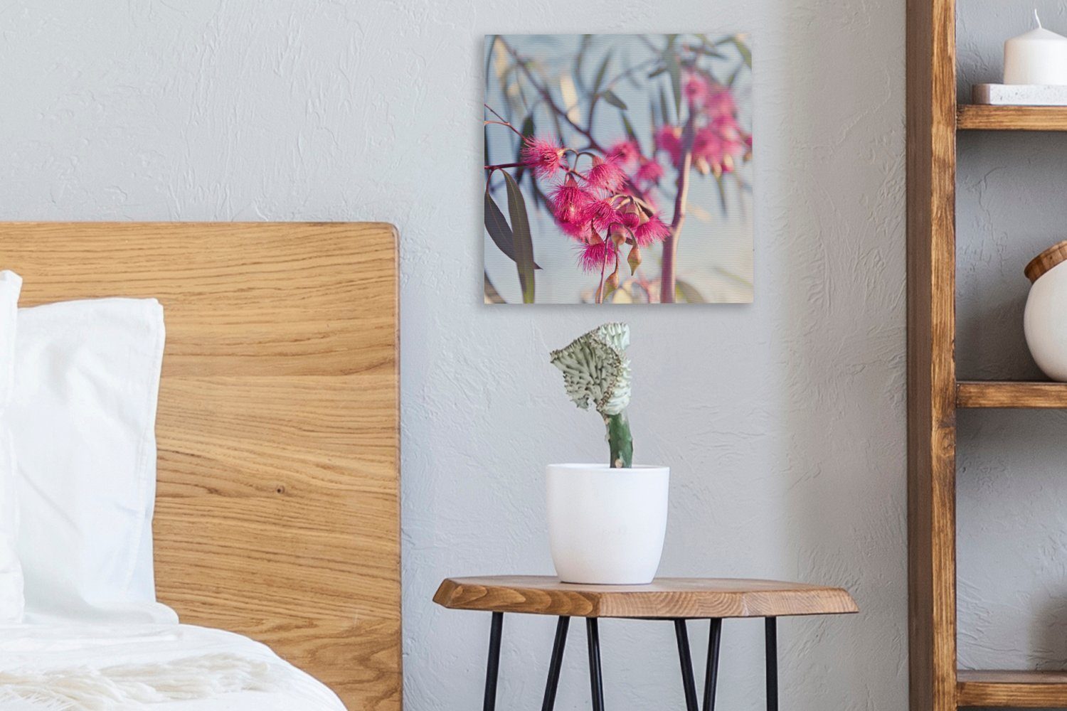 einem Leinwand Baum, St), Eukalyptuszweige für Wohnzimmer Leinwandbild (1 Bilder Rosa OneMillionCanvasses® in Schlafzimmer