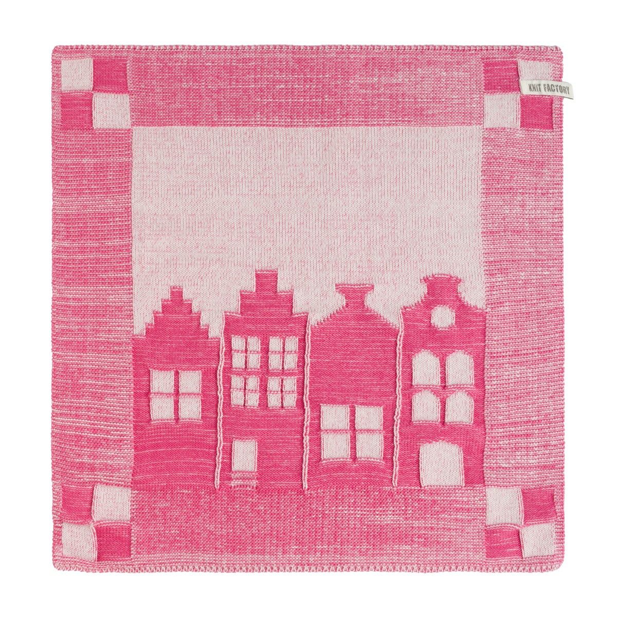 Knit Factory Geschirrtuch House Ecru Fuchsia Beige;Rosa 50x50 cm, (Spar-Set, 1-tlg., 1 x Küchentuch House Ecru/Fuchsia), Holland, Modell House