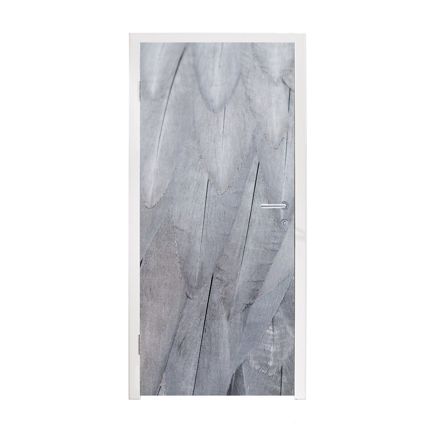 MuchoWow Türtapete Struktur der weißen Federn, Matt, bedruckt, (1 St), Fototapete für Tür, Türaufkleber, 75x205 cm