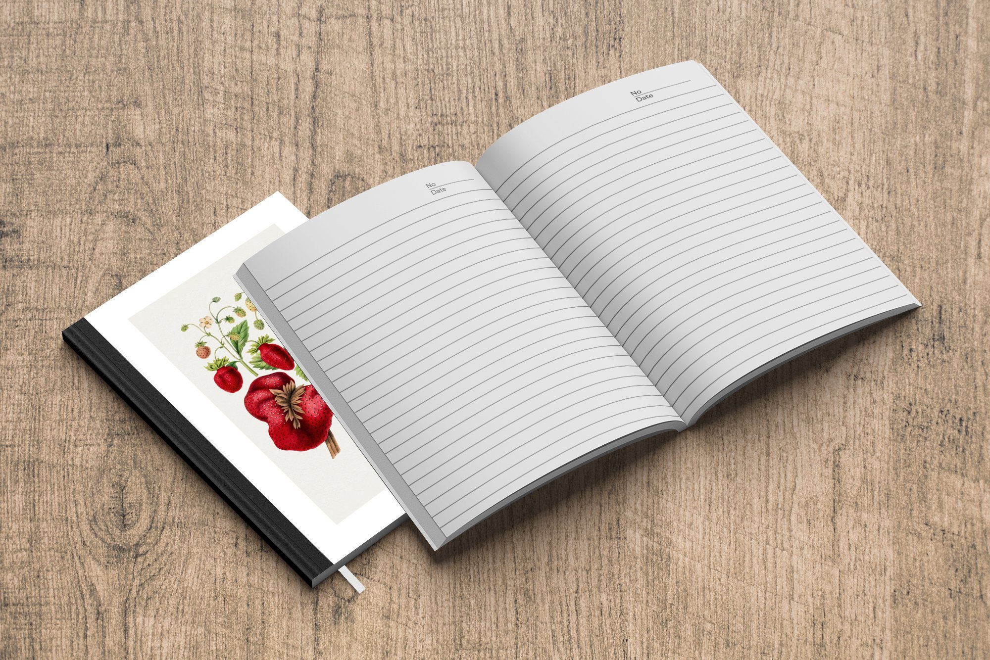 MuchoWow Notizbuch Lebensmittel - Merkzettel, Tagebuch, Seiten, 98 A5, Notizheft, Obst, Erdbeeren - Haushaltsbuch Journal
