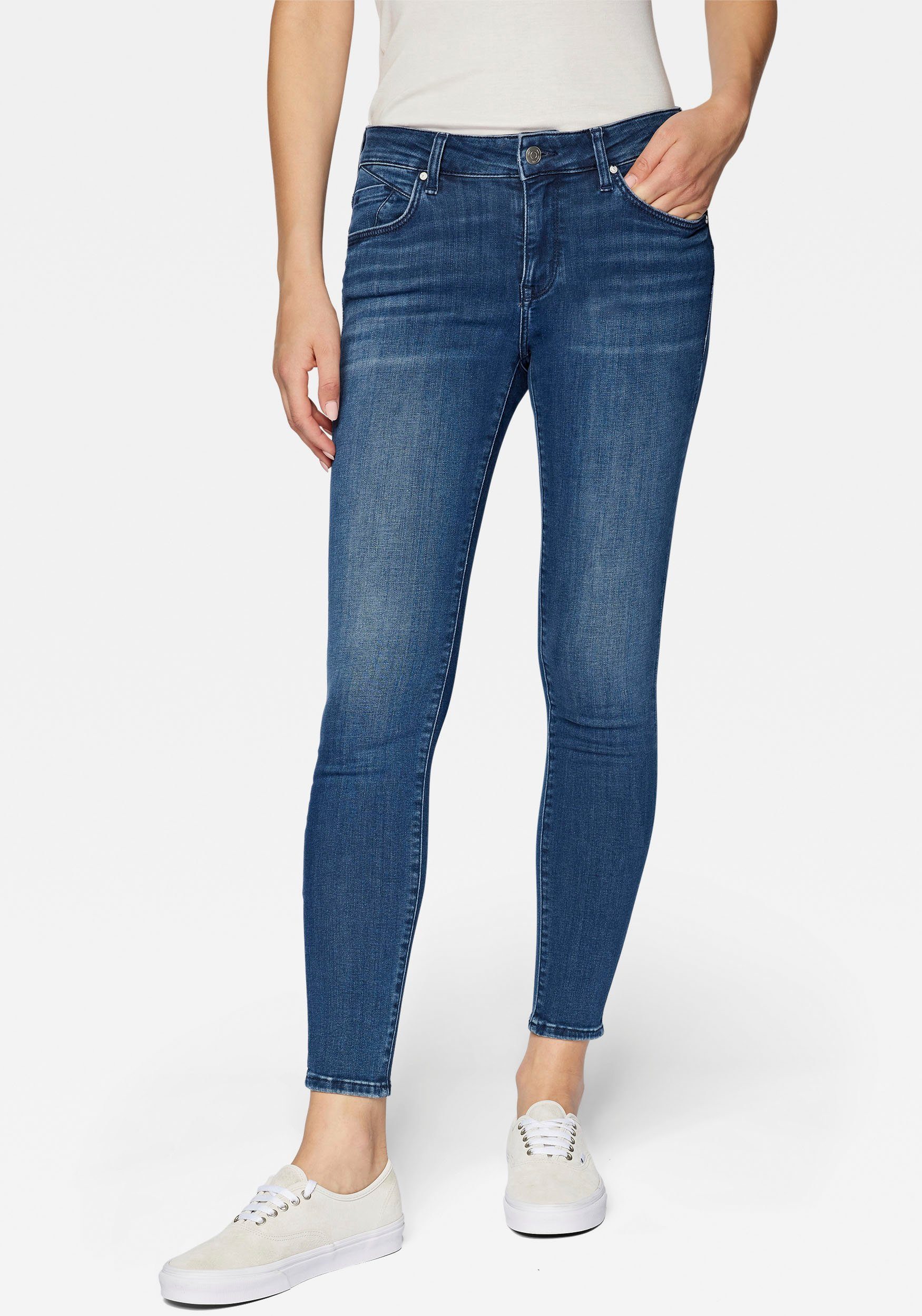 Skinny-fit-Jeans den ADRIANA Mavi mit blue perfekten Stretch dark brushed Sitz für