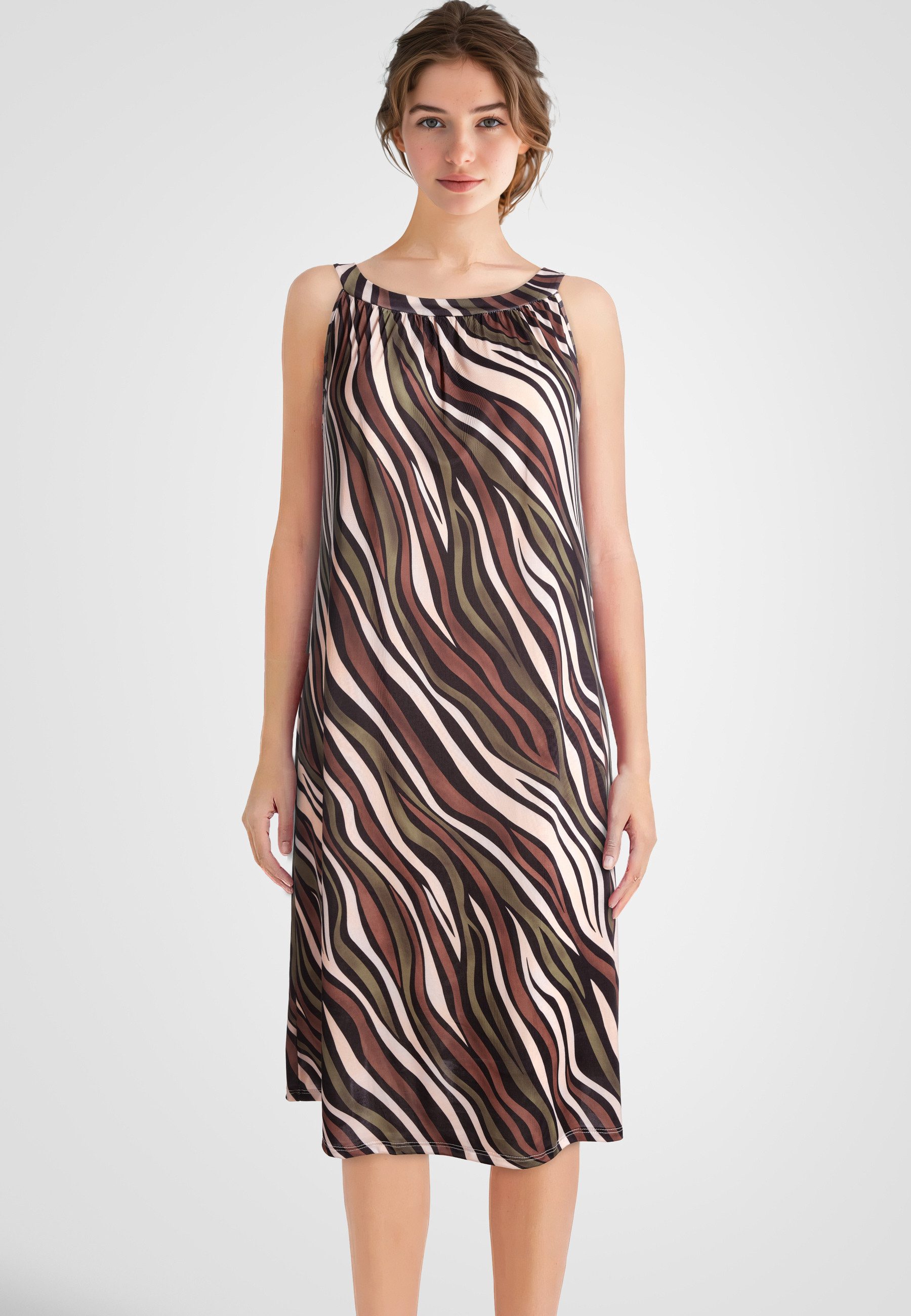PEKIVESSA Jerseykleid Trägerkleid gemustert ärmellos Sommerkleid günstig online kaufen