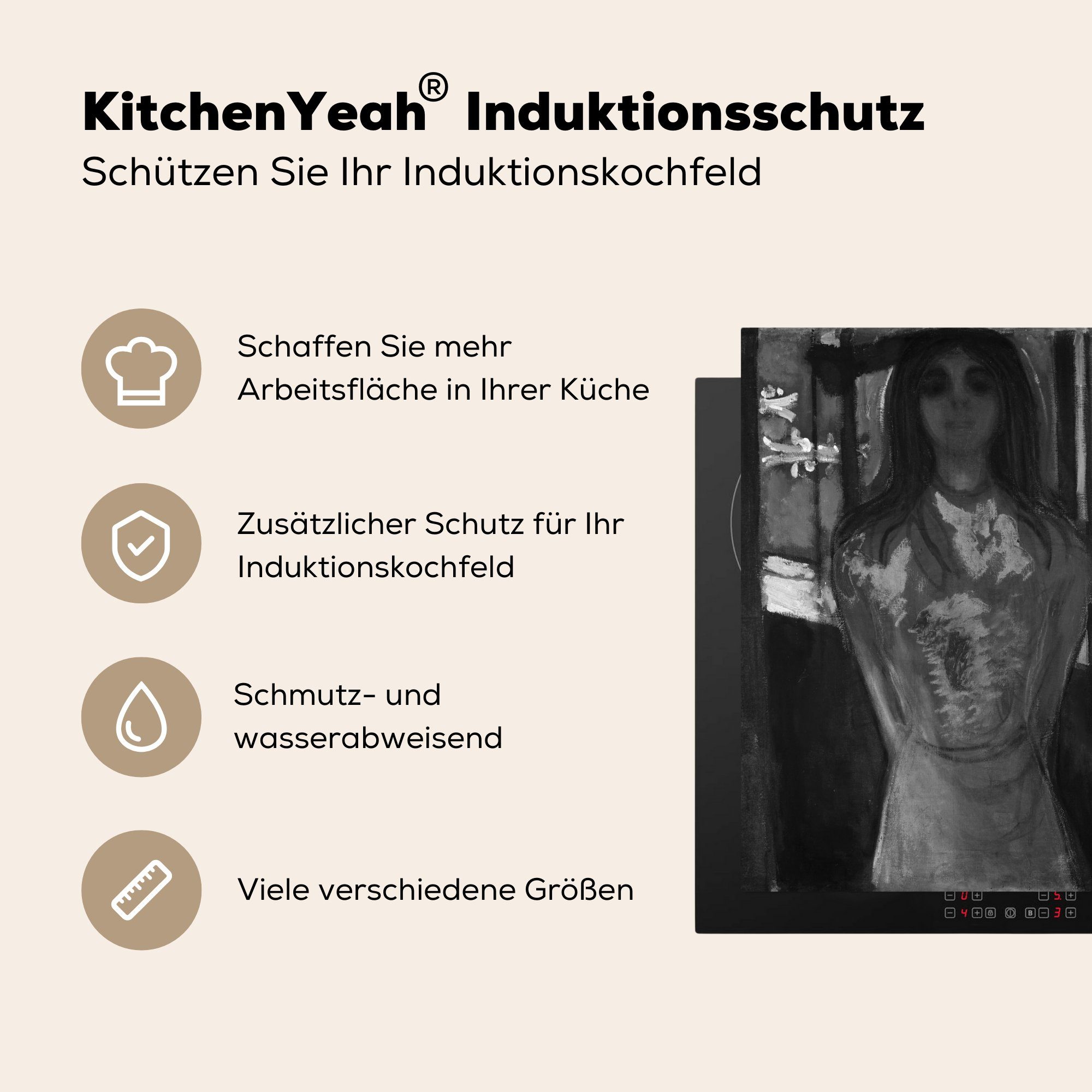 MuchoWow Herdblende-/Abdeckplatte Sommernacht - küche Munch, cm, Ceranfeldabdeckung, (1 Vinyl, Arbeitsplatte tlg), für Edvard 78x78