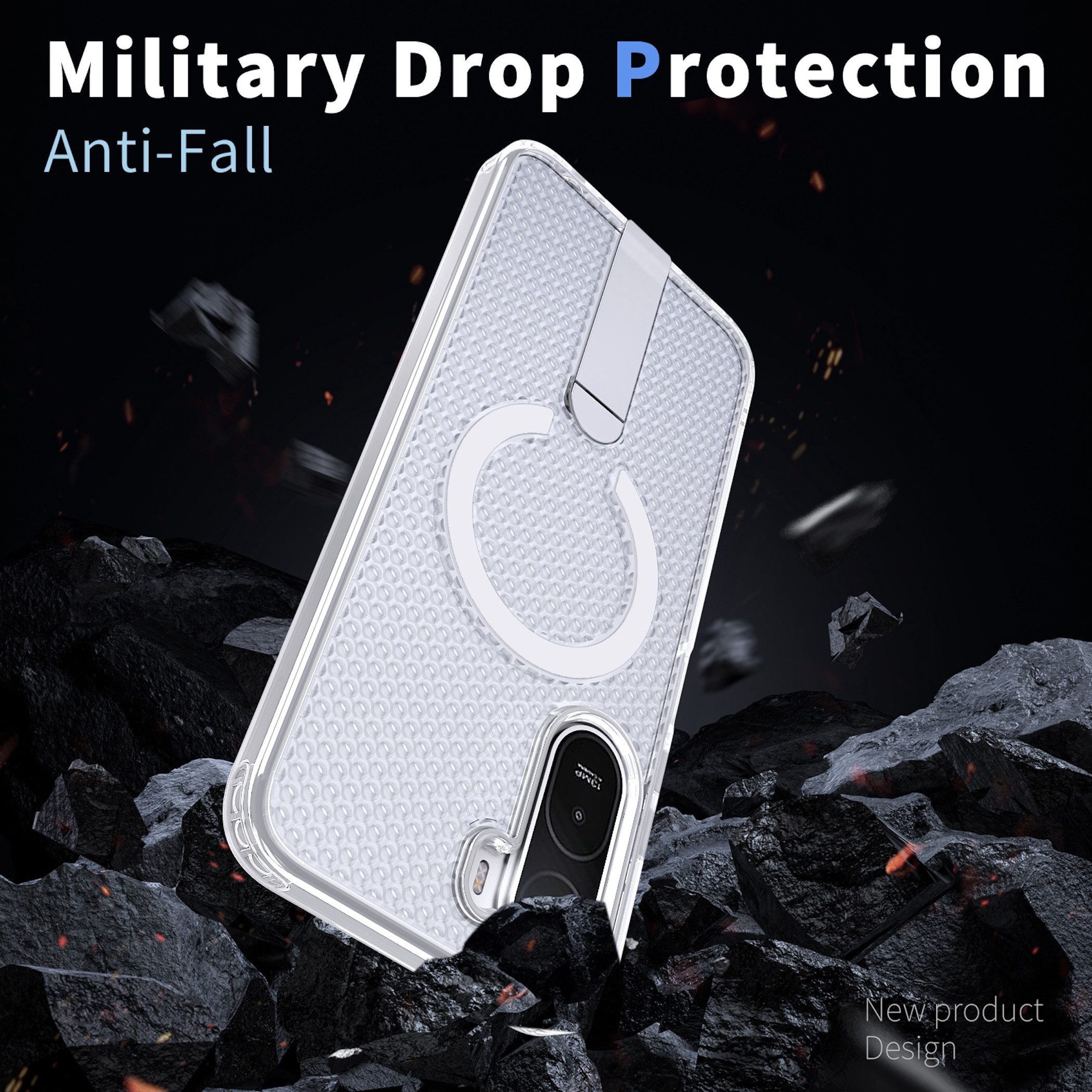 Wigento Handyhülle Magnetische Kickstand Silikon Xiaomi Redmi A7 Pro TPU / PC Transparent 6,9 Zoll, Magnetring, Kamera Schutz, stoßabsorbierend, auftsellbar – Bild 3 von 5