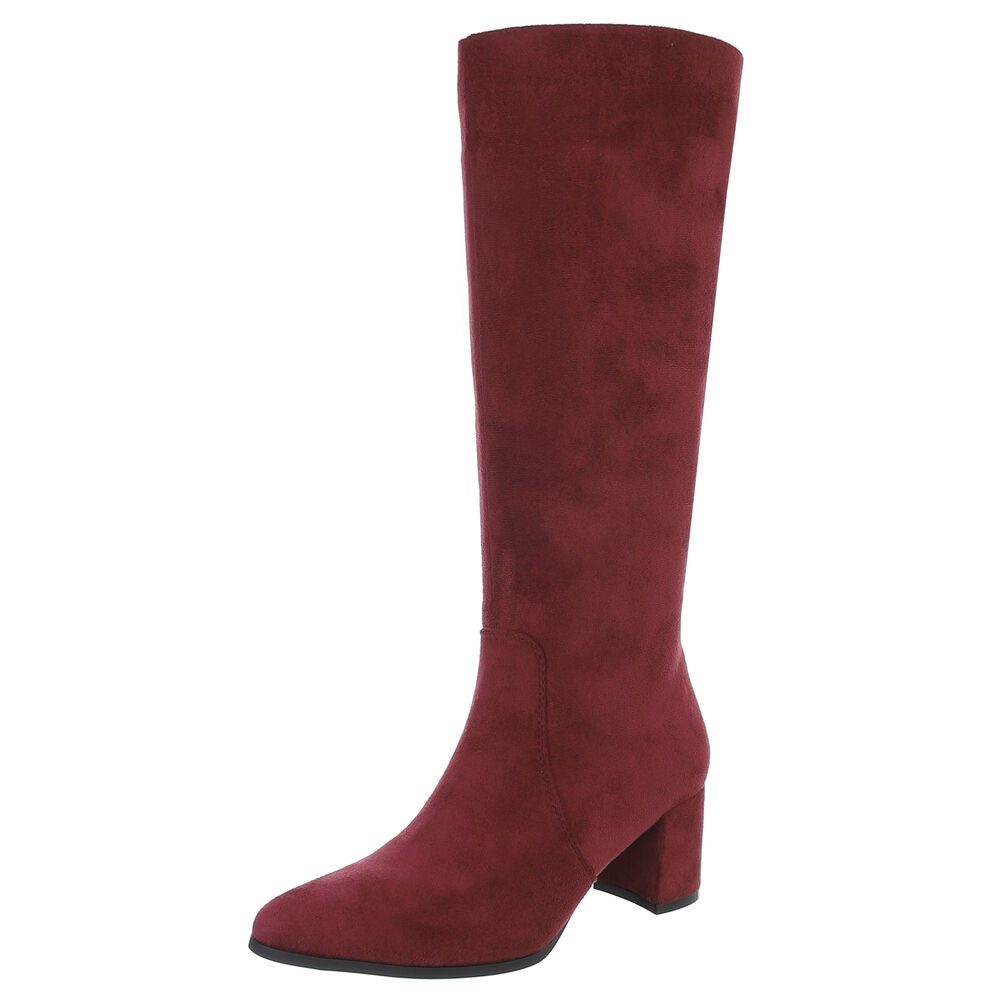 Ital-Design Eleganter Сапоги für Damen mit hohem Absatz, vielseitig einsetzbar Сапоги (90152971) Blockabsatz Сапоги in Weinrot