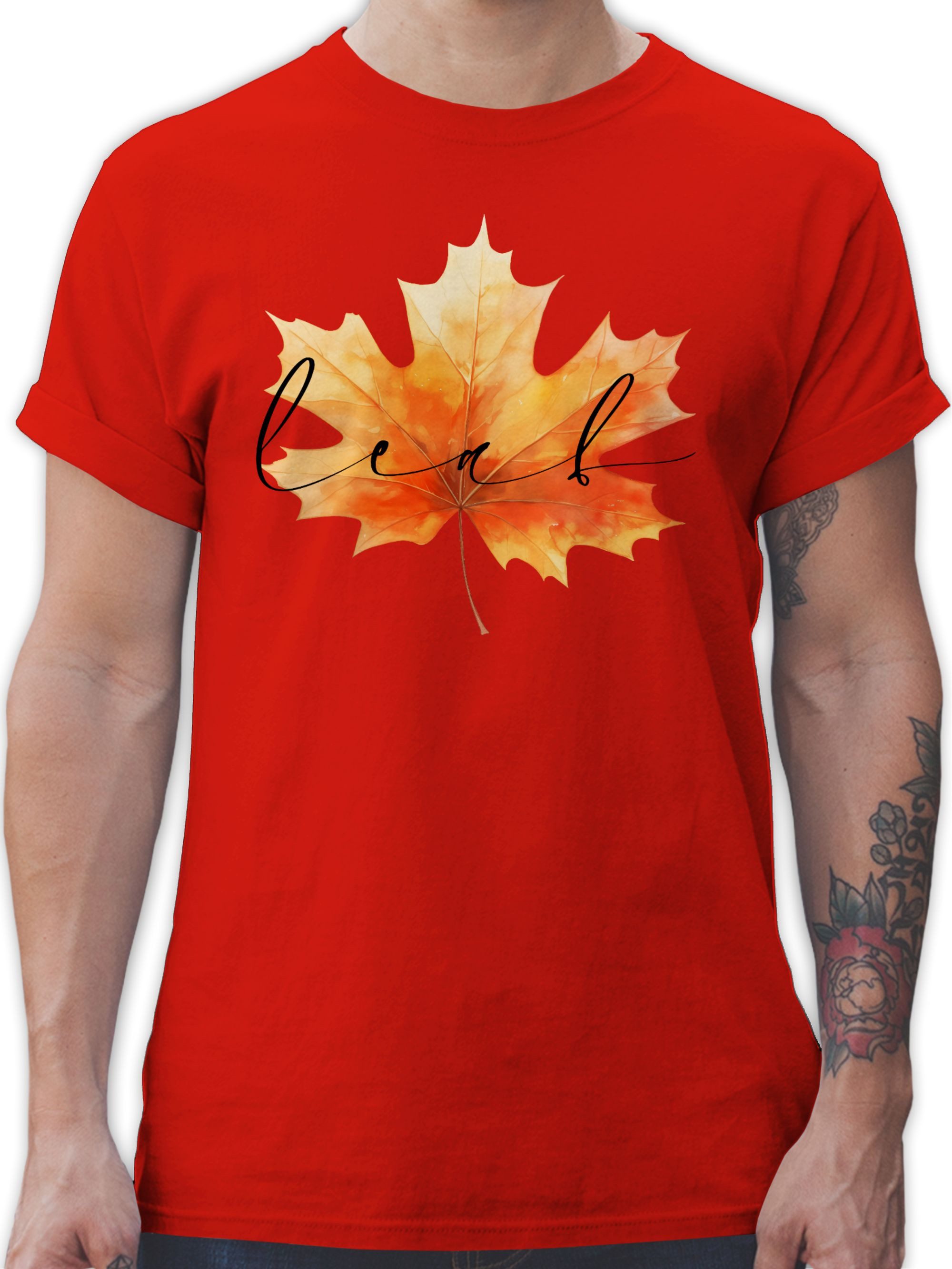 T-Shirt Herbstblatt, Herbstfarben, Herbstliches Blatt, Herbstmotiv Leaf