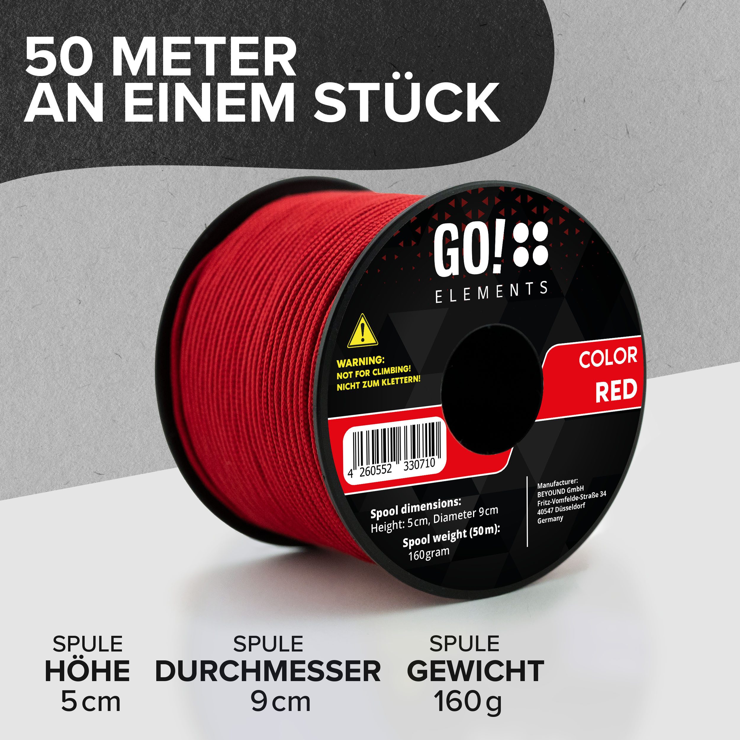 GO!elements Seil Paracord 100 - 2mm, Paracord 100 aus reißfester Nylonschnur