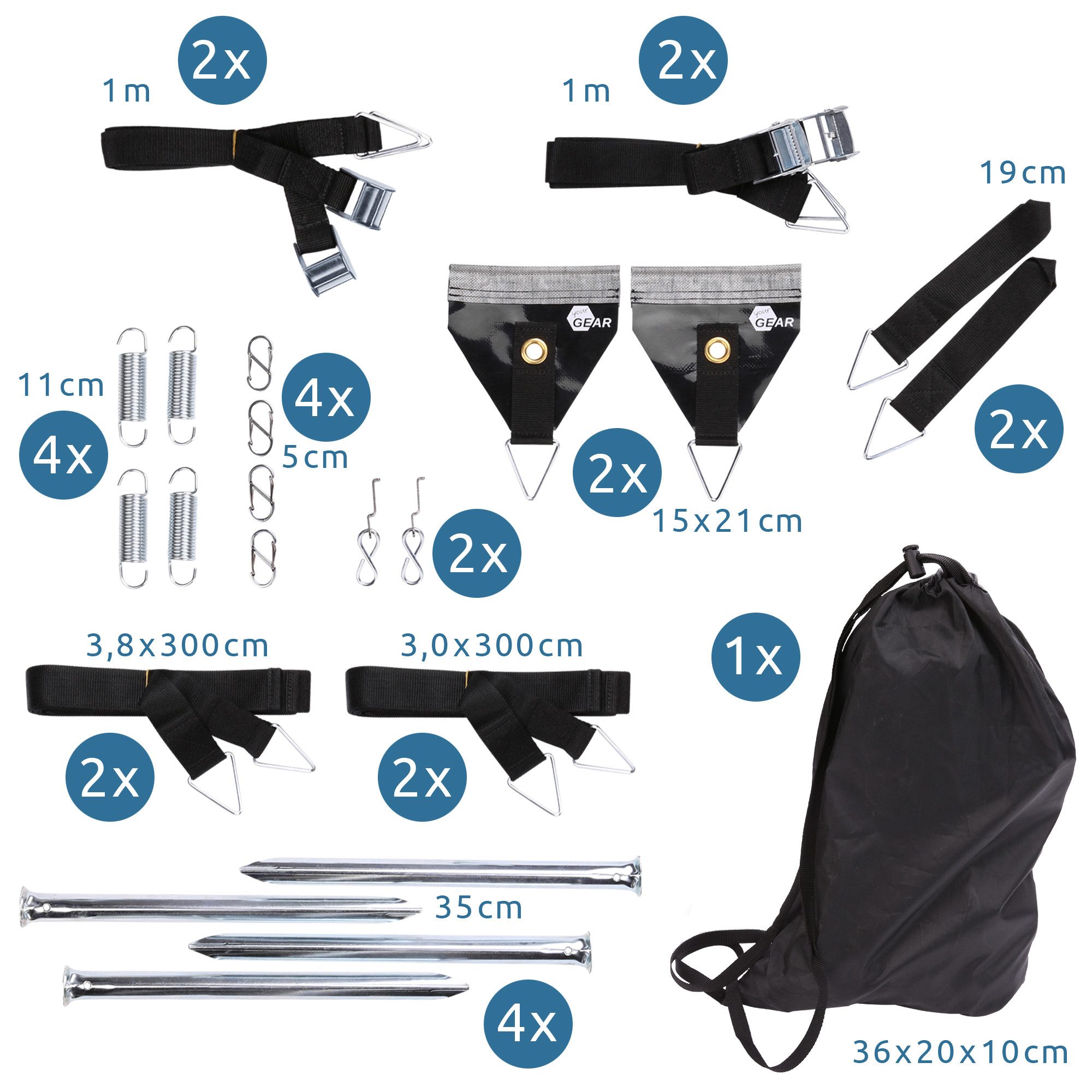 yourGEAR Sonnensegel your GEAR Storm Set Markise - 4-Punkt Markisensicherung Sturmband