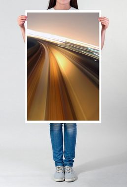 Sinus Art Poster 60x90cm Urbane Fotografie Poster Autobahn bei starker Geschwindigkeit
