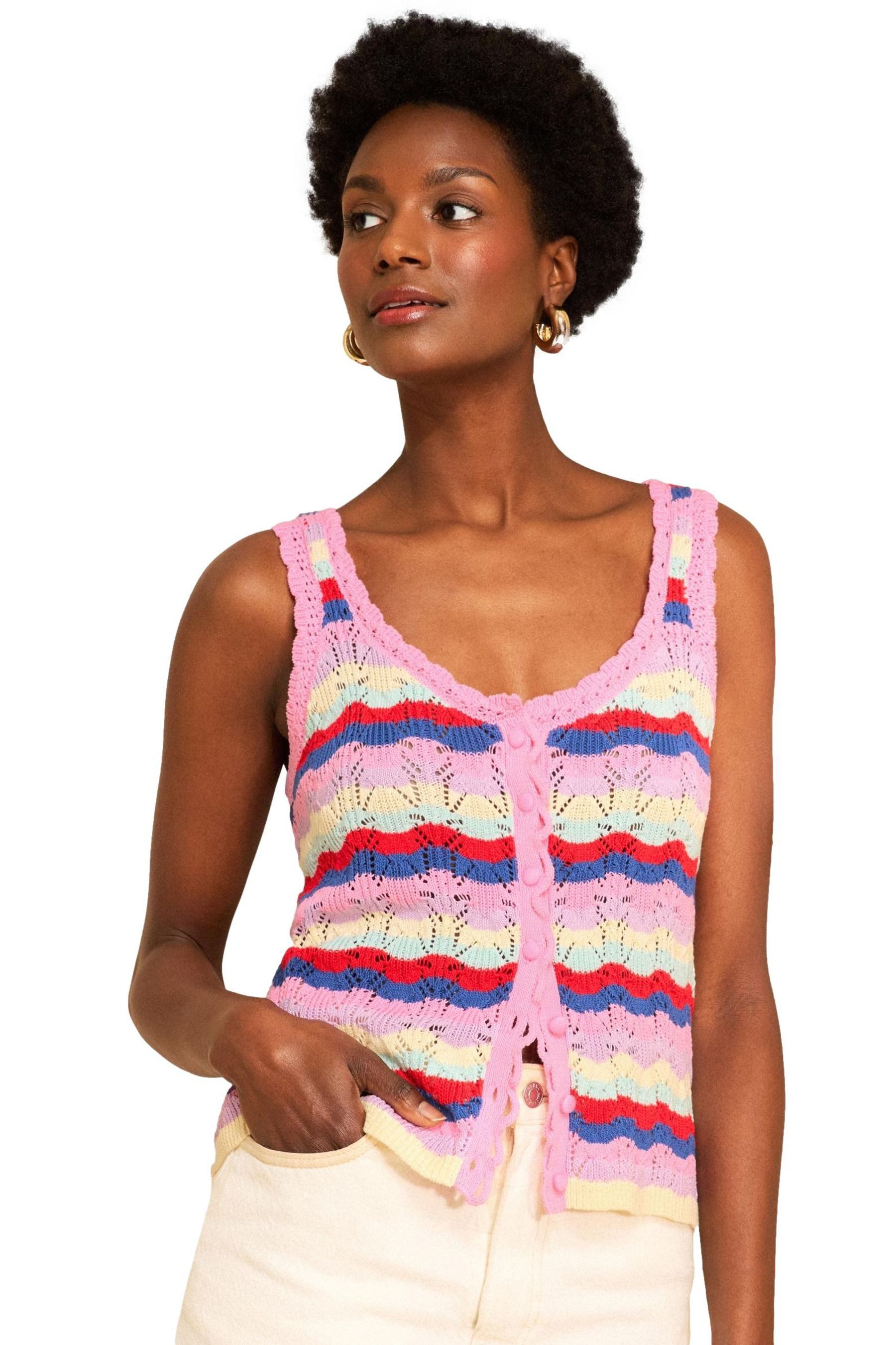 Love & Roses Stricktop Love & Roses Strick-Trägertop mit Häkelbesatz (1-tlg)