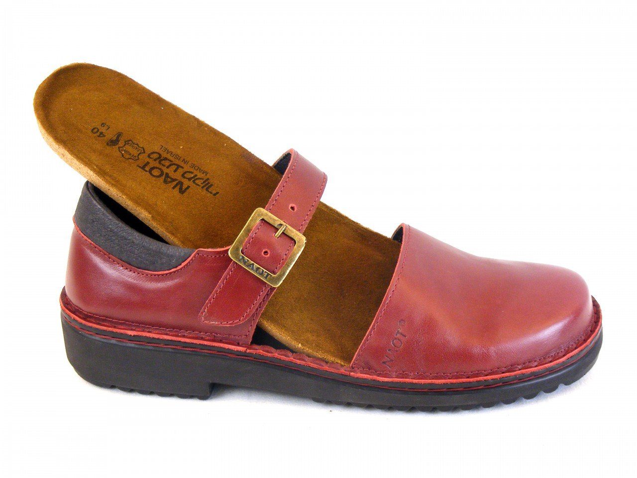 Leder Naot Schuhe Damen NAOT Halbschuhe 6073 Ballerina rumba bordo Korkfußbett Olga