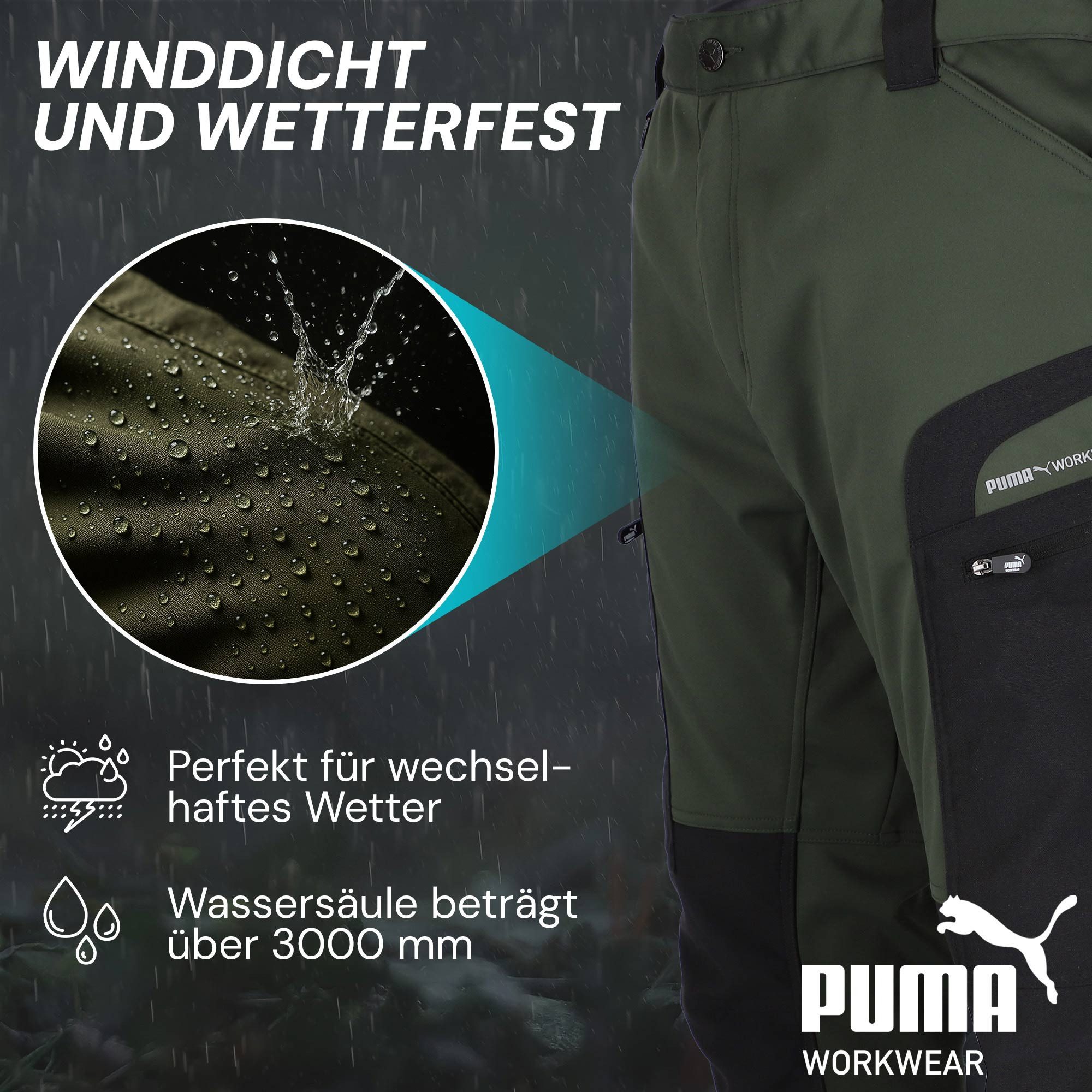 PUMA Workwear Arbeitshose ProOne Alpine gefütterte Hosen Herren - Outdoor Hosen für Herren Winddichte, Wasserabweisende & elastische Arbeitshose für den Winter