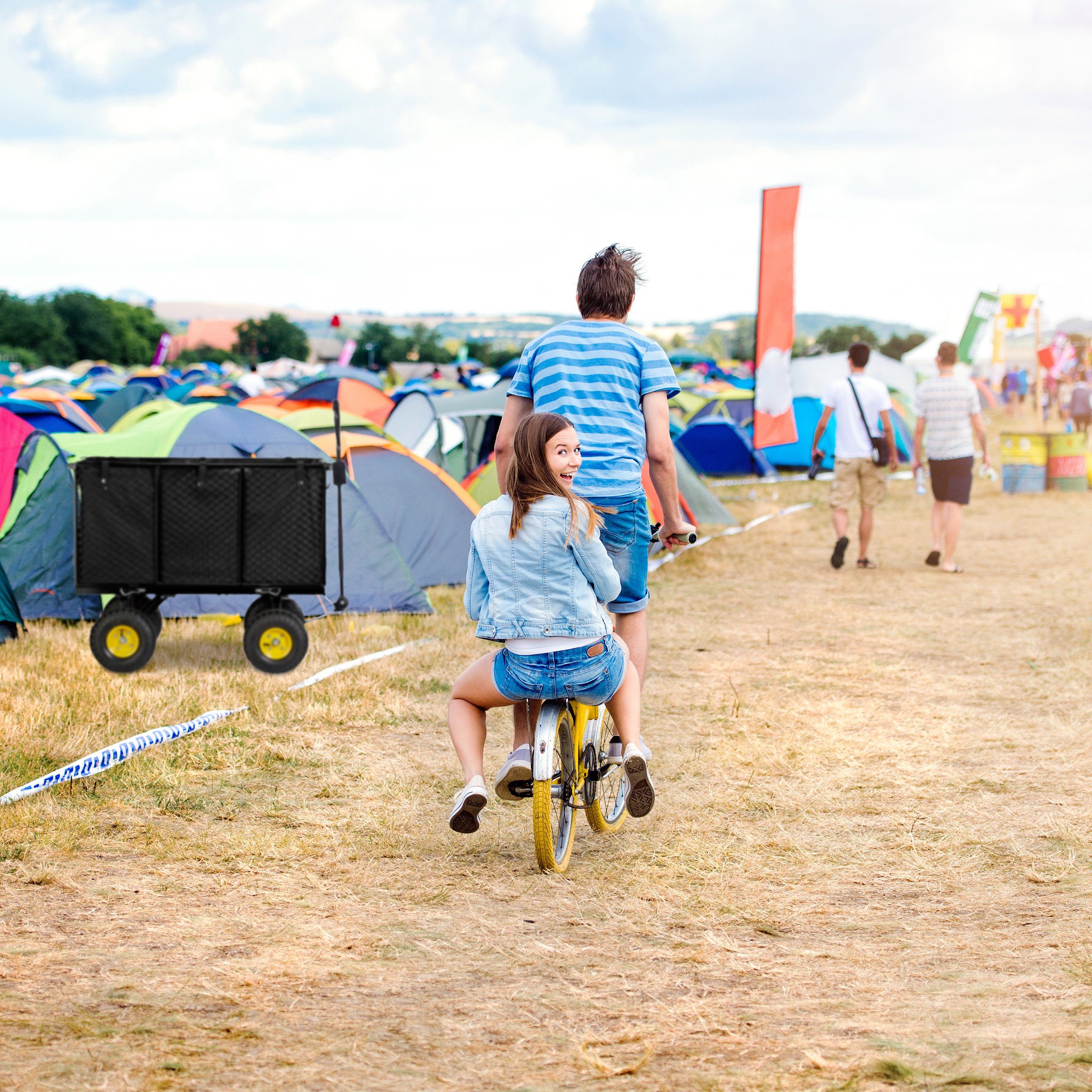 relaxdays Bollerwagen Hoher Handwagen für den Garten