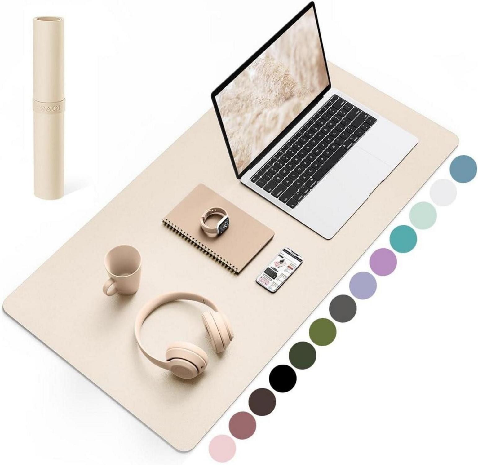Mauspad Schreibtischunterlage Mauspad Leder Rutschfeste Wildleder Beige