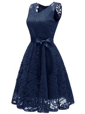 B.X Abendkleid Kleid der Brautjungfer Abendkleid mit Chiffon Spitzen Maxikleid Cocktailkleid Damen elegantes Swing-Spitzenkleid in A-Linie Kleid