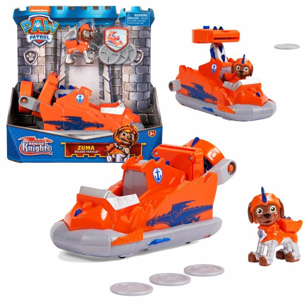 PAW PATROL Knights Fahrzeuge Deluxe mit Zuma Patrol Spiel-Figuren Autos Spielzeug-Auto Paw Rescue