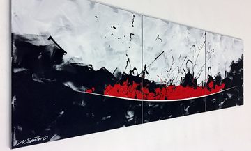 WandbilderXXL XXL-Wandbild Liquid Red 210 x 70 cm, Abstraktes Gemälde, handgemaltes Unikat