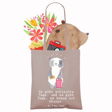 Mr. & Mrs. Panda Tragetasche Panda Shopping - Braun Pastell - Geschenk, Schenken, Hobby, Einkaufst (1-tlg), Modisches Design
