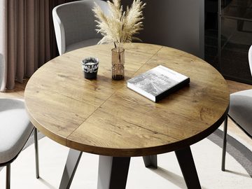 WFL GROUP Esstisch Arlo, Modern Rund Tisch mit pulverbeschichteten Metallbeinen