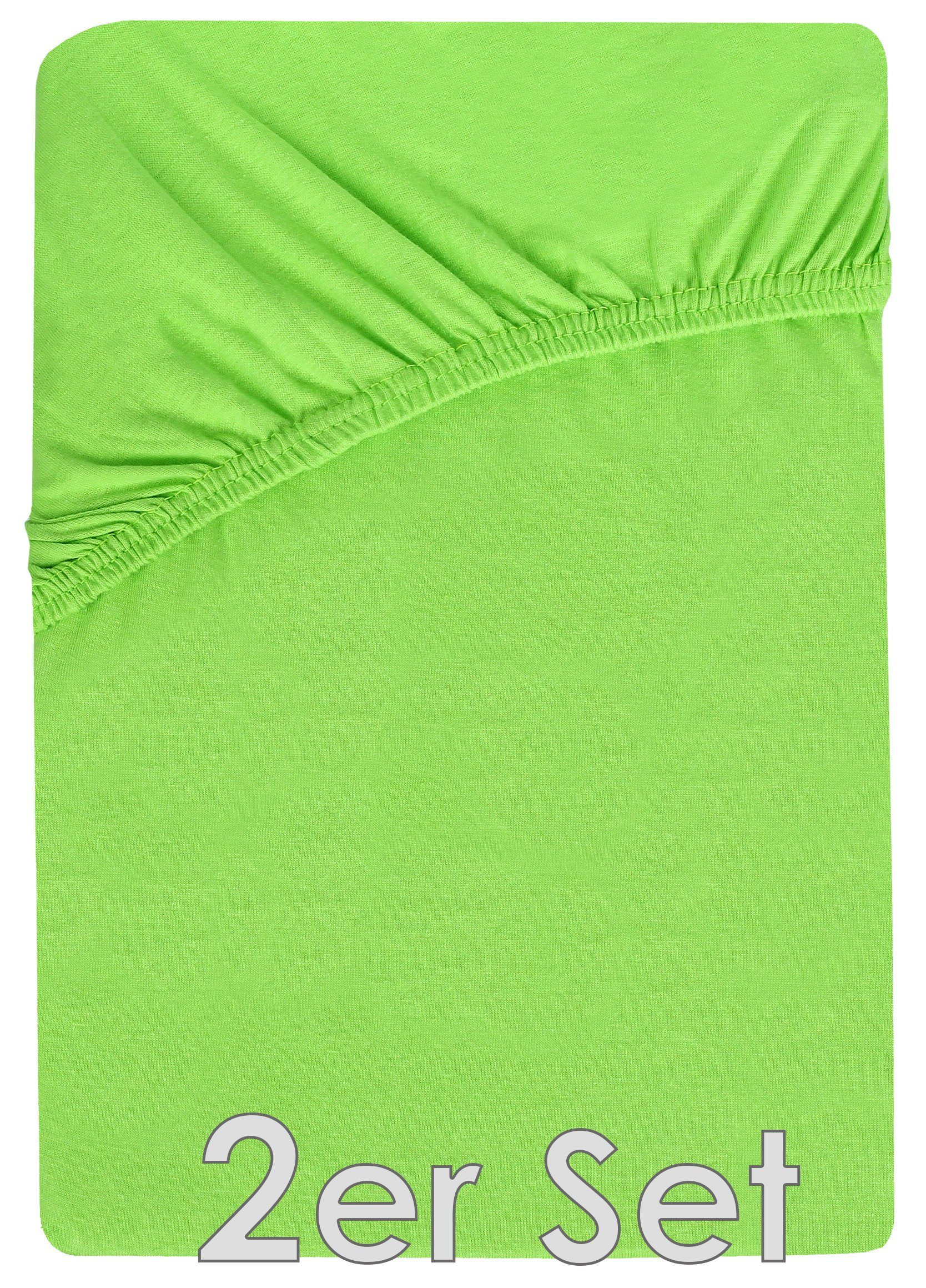 NatureMark Spannbettlaken Jersey Spannbetttuch, 100% Baumwolle, Gummizug: rundum, (2 Stück), Kinder Spannbetttuch, für Baby-/Kinderbett, 70x140 cm, Apel grün – Bild 2 von 4