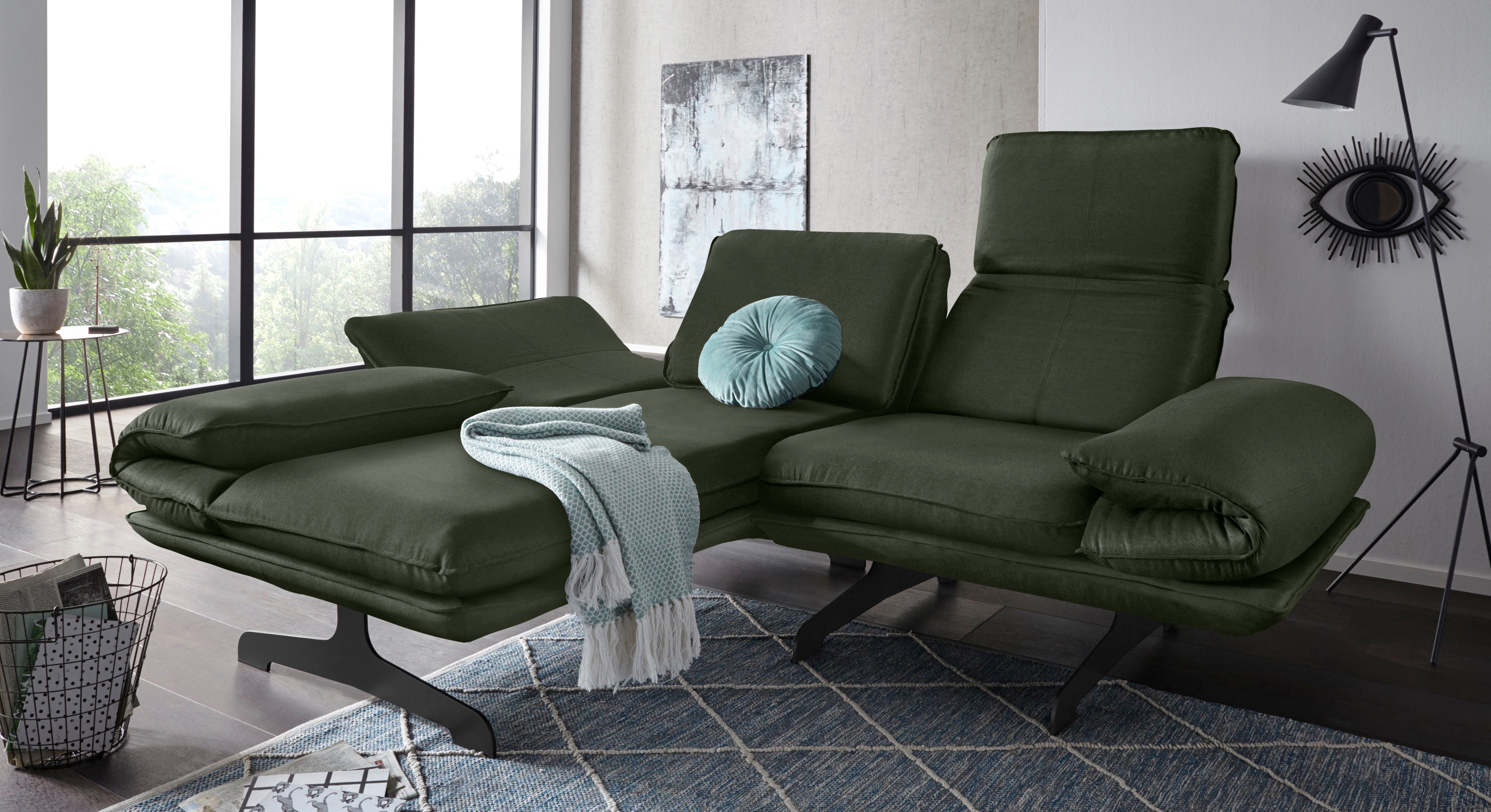 DOMO collection Ecksofa Rückenfunktion, New mit wahlweise aus Metall Kufenfüßen Arm- und York, mit