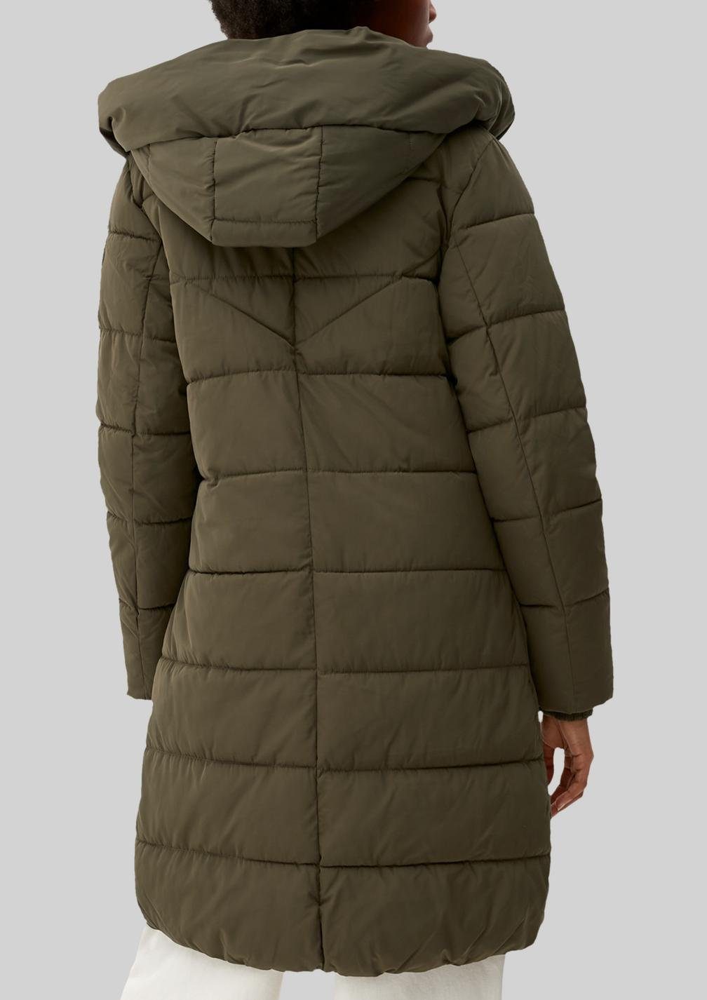 Kapuze, Parka (1, QS Steppjacke 1-St) mit Olive Reißverschluss, gesteppt